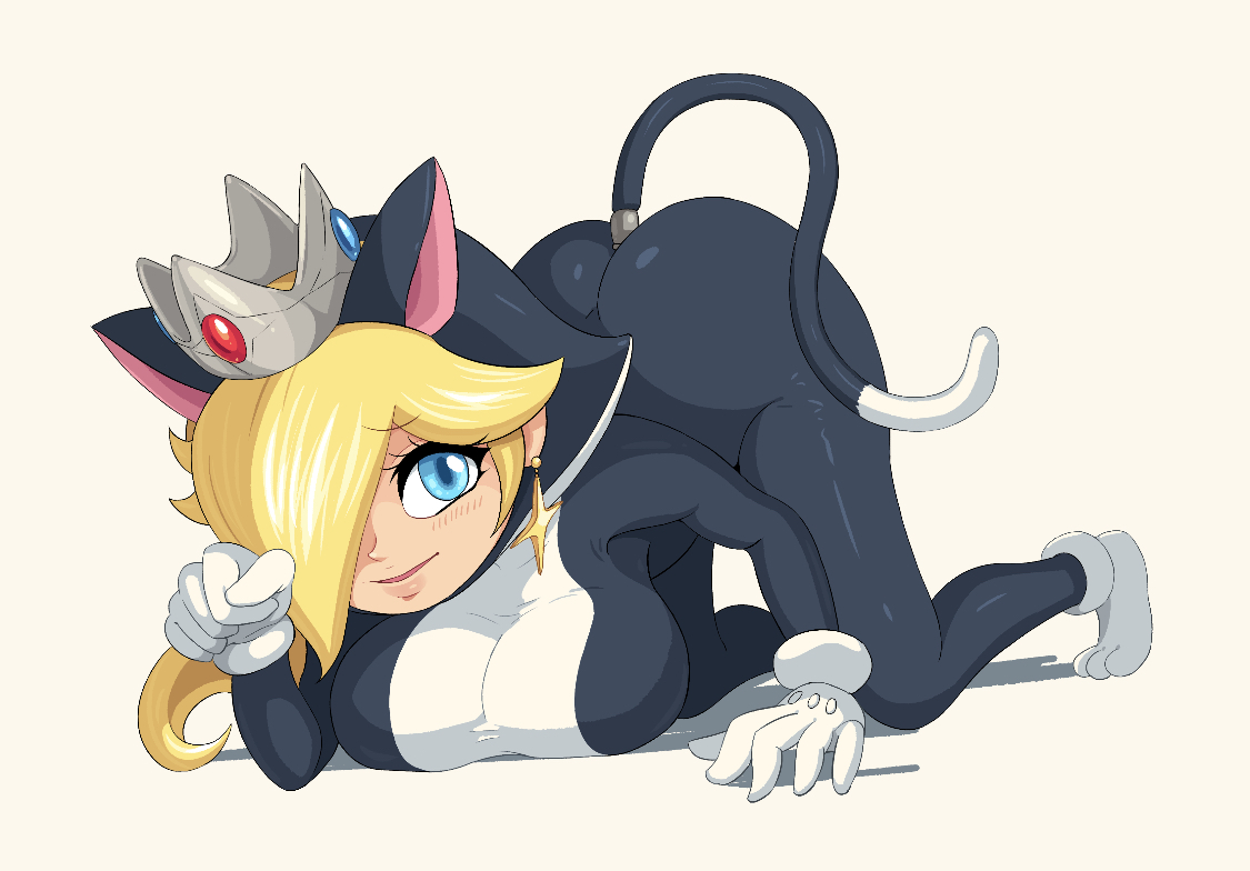 1girls, ass, ass up, big ass, big breasts, big butt, breasts, cat ears, cat girl, cat rosalina, cat suit, cat tail, catgirl, female, huge breasts, mario (series), nintendo, princess rosalina, solo, solo female, super mario 3d world, yuta agc