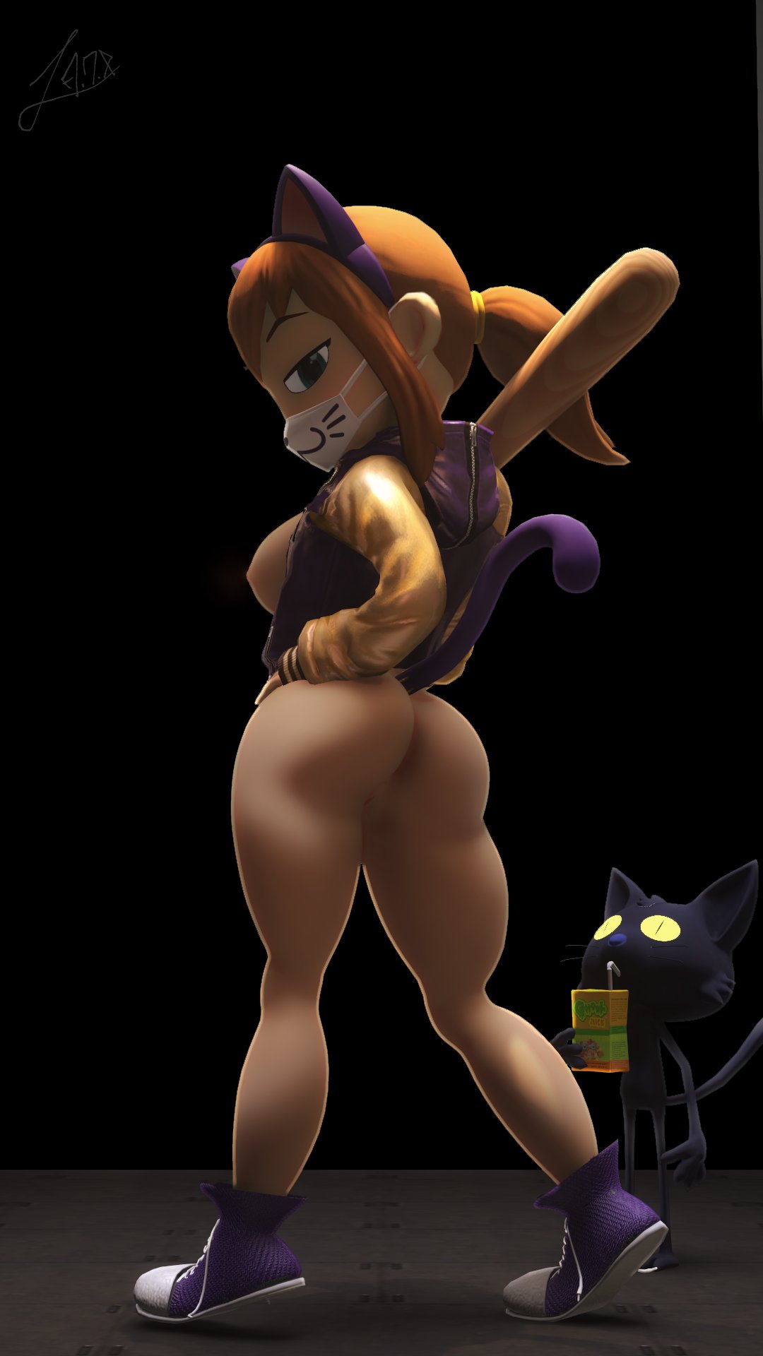 :3, 1girls, 3d, a hat in time, adriandustred, aged up, ass, big ass, big breasts, blush, breasts, busty, cat tail, child bearing hips, clothing, curvaceous, curvy, erect nipples, exhibitionism, facemask, fake animal ears, fake tail, female, hat adult, hat kid, ineffective clothing, inviting, jacket, large ass, looking at viewer, nipples, pussy, seductive, seductive smile, smile, suggestive, thick thighs, voluptuous, wide hips