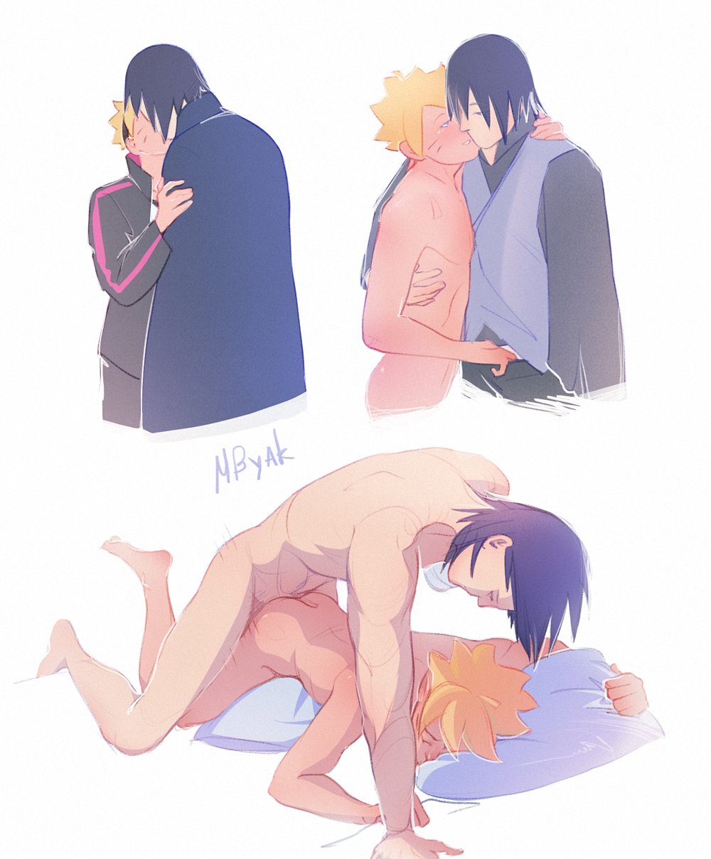 2boys age_difference anal anal_sex arched_back ass barefoot bed_sheet bent_over black_hair blue_eyes blush boruto:_naruto_next_generations cloak closed_eyes clothed clothing couple doggy_style embrace feet_up from_behind from_behind_position fully_clothed gay hug jacket kissing leg_lift leg_up legs_up male male/male male_only male_penetrating mbyak naked naruto naruto_(series) naughty_face nude nude_male older_male on_stomach penetration pillow pillow_grab pillow_hug pillow_humping romantic_couple sasuke_uchiha seductive_look seductive_smile sex standing teacher_and_student undressing uzumaki_boruto whisker_markings whiskers white_background yaoi yellow_hair younger_male