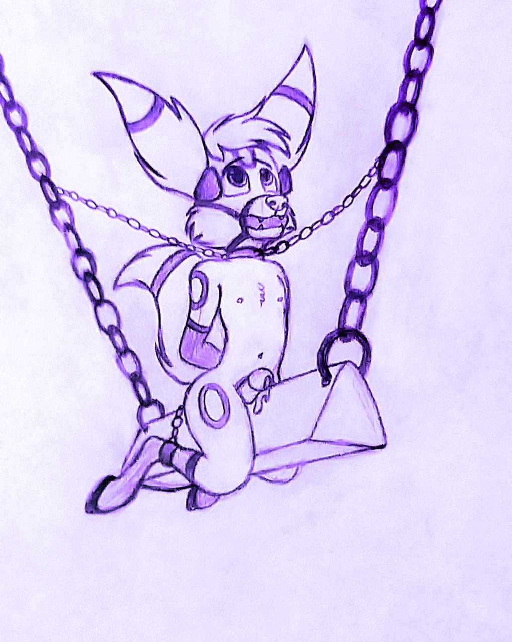 anthro balls bit_gag bodily_fluids bondage bondage bound canid canine chains chastity_cage chastity_device eeveelution foxyhunter gag genital_fluids genitals hi_res hooves leaking male mammal nintendo nipples penis pet petplay playing pokémon_(species) pokemon ponyplay precum roleplay rubber solo umbreon video_games wooden_horse_(device)