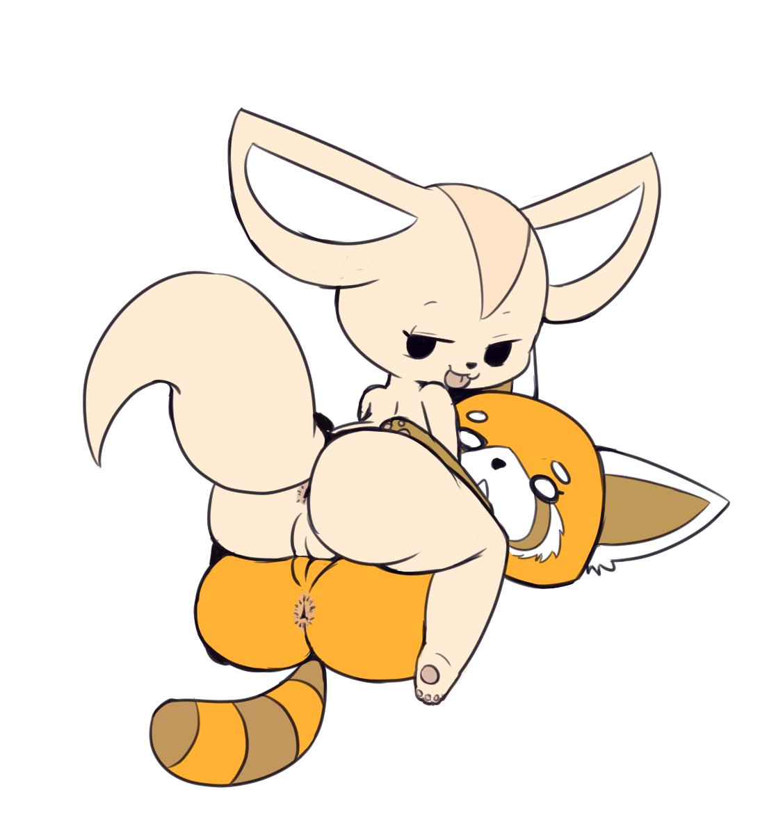 2girls :3 aggressive_retsuko aggretsuko ailurid anthro anus ass big_butt black_nose brown_body brown_fur canid canine duo female female/female female_on_bottom female_on_top female_only fennec fenneko fox fur furry furry_only genitals hi_res looking_back mammal naked nude o_o on_bottom on_top orange_body orange_fur paws pussy rear_view red_panda retsuko sanrio sex simple_background smile straight_hair striped_tail stripes tail tan_body tan_fur tongue tongue_out tribadism vaginal_penetration vono white_background worried yuri