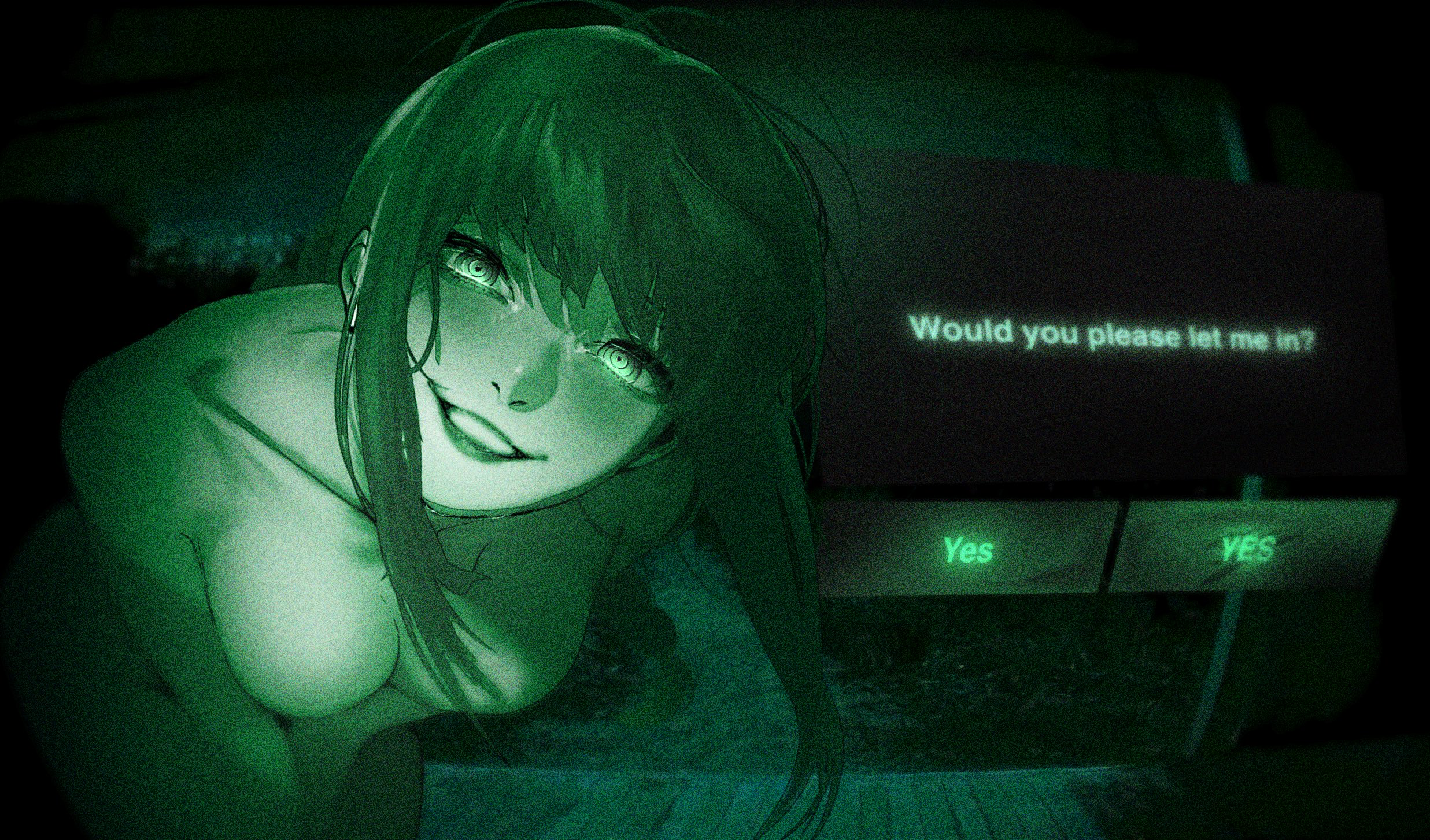 1girls, bending, bending forward, bending over, bent forward, bent over, breasts, chainsaw man, completely nude, completely nude female, creepy, creepy smile, esmile, female, female only, horror, looking at viewer, makima (chainsaw man), naked, naked female, no choice, no im not a human, no nipples, nude, nude female, open mouth, open smile, smile, solo, solo female, staring, staring at viewer, talking, talking to viewer