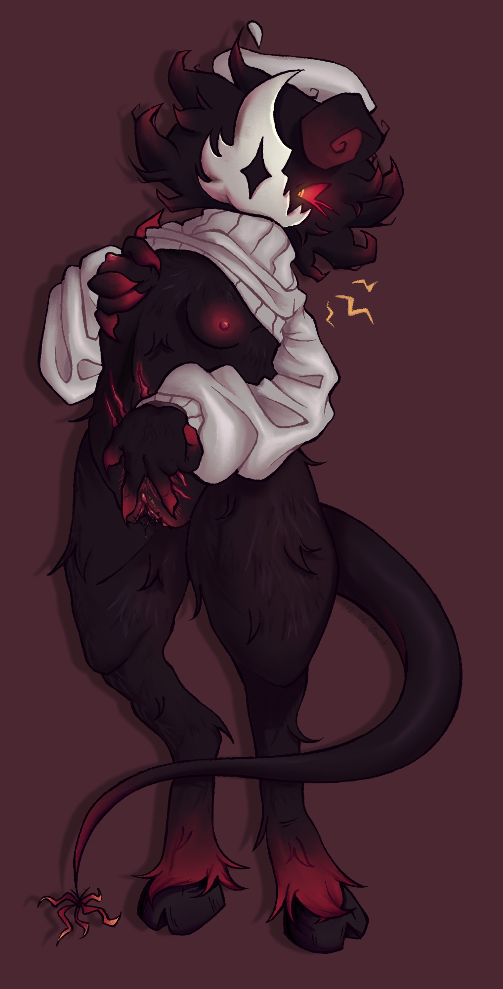 big_hands black_body black_fur black_hair black_pussy claws female female_only folly_(regretevator) furry_body holding_breast hooves mask monster_girl monster_tail mouthless red_eyes red_fingers red_fur red_nipples red_pubic_hair red_pussy regretevator roblox roblox_game rolled_up_shirt self_upload shirt_lift shirt_only shirt_up solo sp4rklet0es spreading spreading_pussy standing sweater sweater_only tail wet wet_pussy white_sweater
