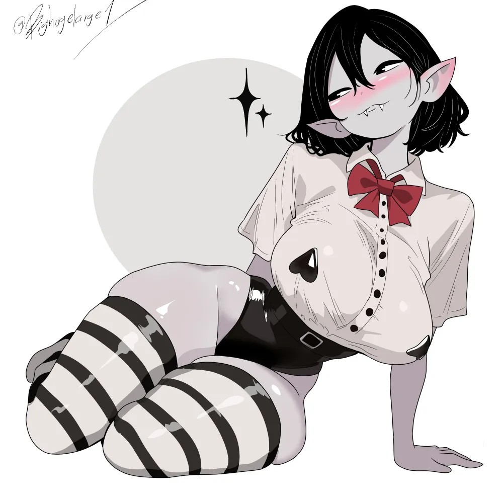 1:1, 1:1 aspect ratio, 1girls, 2d, 2d (artwork), 2d artwork, adult, adult female, adventure time, anime, anime character, arm behind back, arm support, background, bighugelarge1, black hair, black pasties, black thighband, black-haired female, blank background, breasts, cartoon network, cartoon network studios, closed mouth smile, curvaceous, curvaceous body, curvaceous female, curvaceous figure, curvaceous hips, curvaceous thighs, curvy, curvy body, curvy female, curvy figure, curvy hips, curvy thighs, digital, digital art, digital drawing, digital drawing (artwork), digital media, digital media (artwork), drawing, fanart, fangs, female, female focus, female only, fingers, grey skin, grey skinned female, grey-skin, grey-skinned female, grey-skinned girl, groin, hair between eyes, half-closed eyes, hand behind back, head tilt, heart pasties, heart-shaped pasties, hourglass figure, large breasts, lean figure, manga character, marceline, marceline abadeer, marceline the vampire queen, mature, mature female, monotone background, narrow waist, nipple pasties, one color background, pasties, personality, plain background, short hair, shoulders, sitting, skindentation, slender body, slender waist, slim female, slim waist, smile, smiley face, smiling, solid color background, solo, spade pasties, thick thighs, thighband, thighs, thighstrap, tilted head, vampire, vampire girl, vampire teeth, white background, wide hips