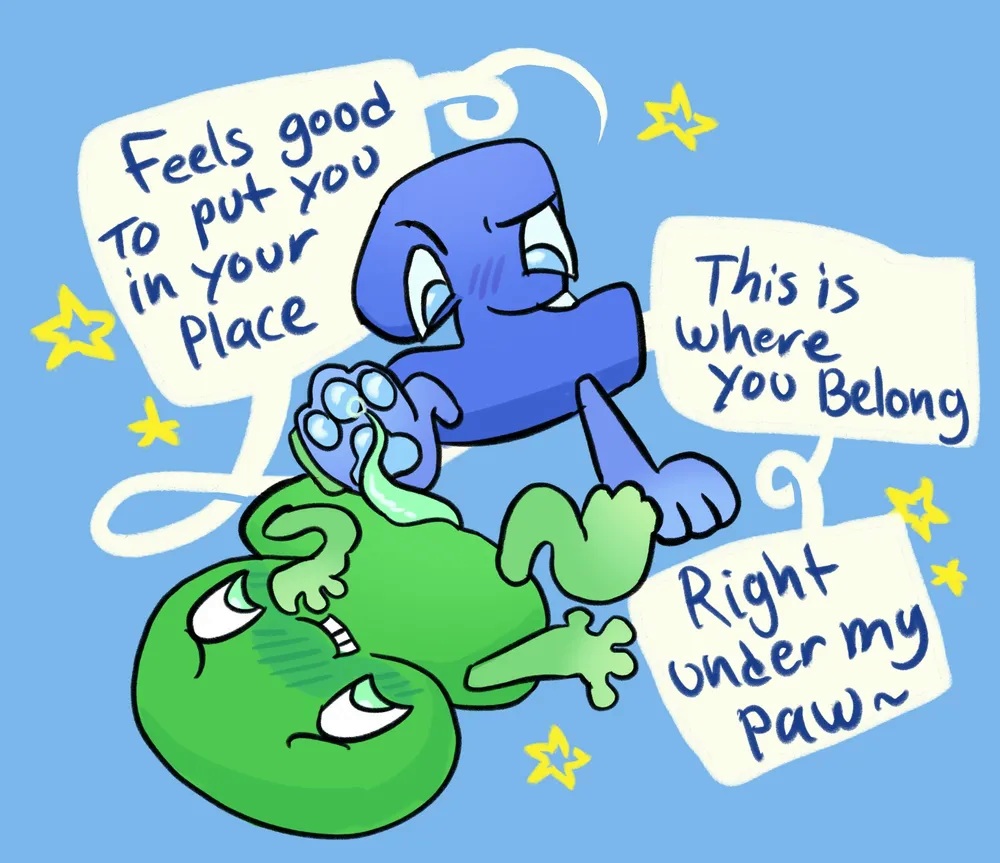 algebralien battle_for_dream_island battle_for_dream_island_again bfb bfdi bfdia object_shows one_(bfdi) paws stepping_on_penis tentacle_penis the_power_of_two tpot two_(tpot)