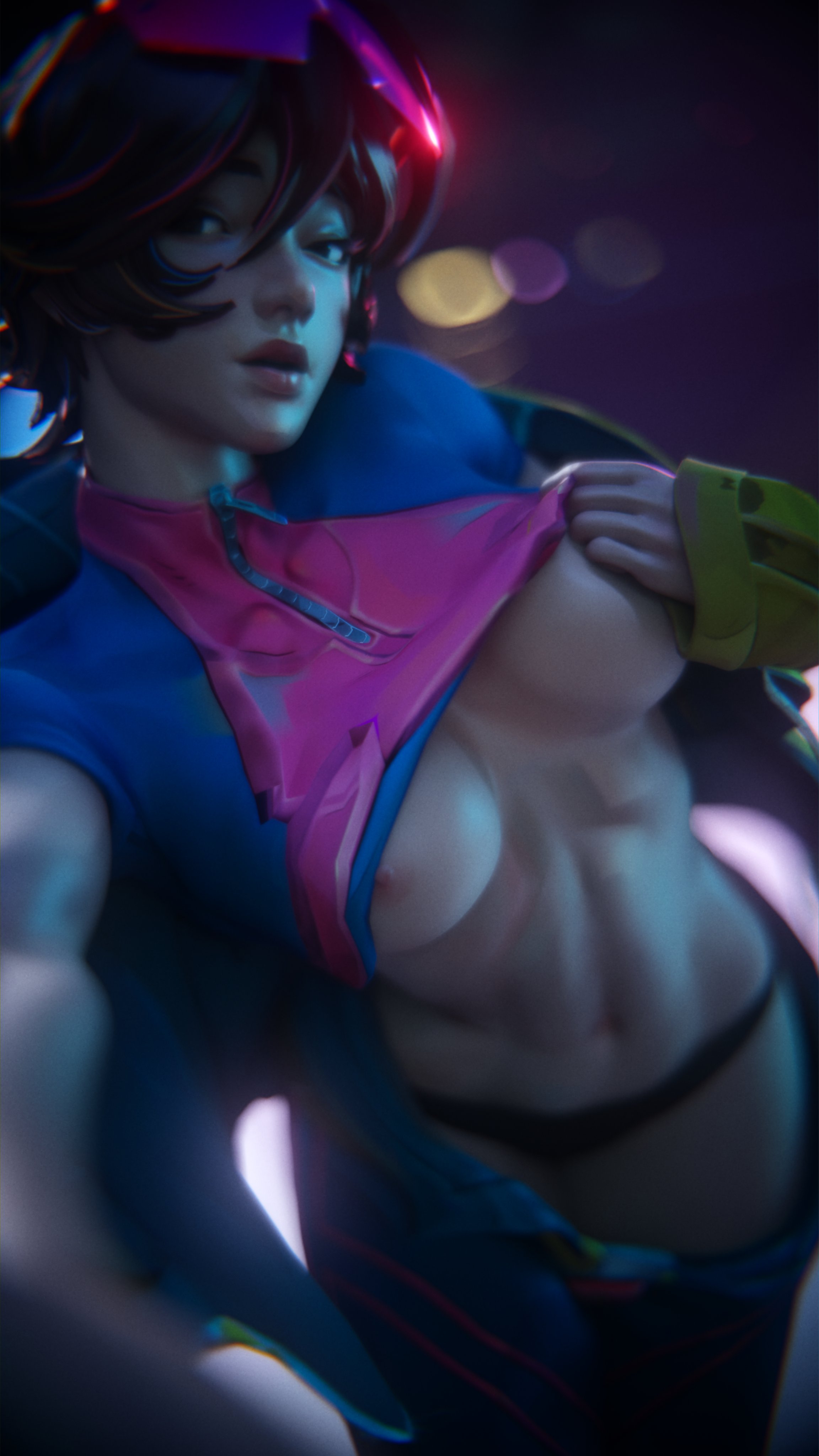 1girls, 3d, areolae, black hair, breasts, female, female only, jubilation lee, jubilee, jubilee (marvel rivals), light skin, light-skinned female, marvel, marvel comics, marvel rivals, nipples, snippy 69, solo, thong, x-men