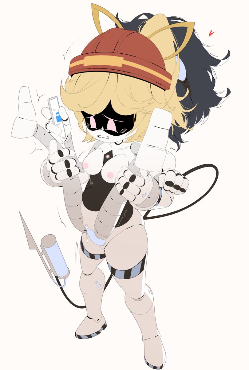 1boy, 1girls, 2026, blonde hair, breasts, female, glitch productions, hat, legs, legs up, lizzy (murder drones), male, male/female, monsterdude15, murder drones, oc, penis, pink eyes, robot, robot girl, sex, tagme, vaginal penetration
