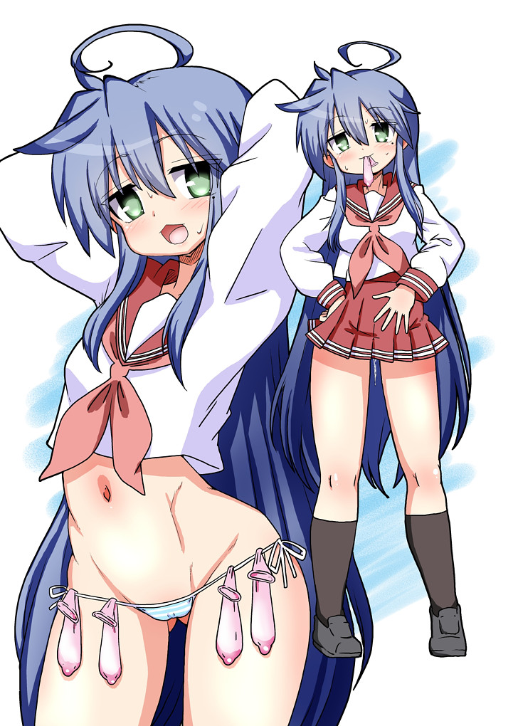 1girls, artist request, condom, konata izumi, lucky star, school uniform, skirt, tagme, used condom