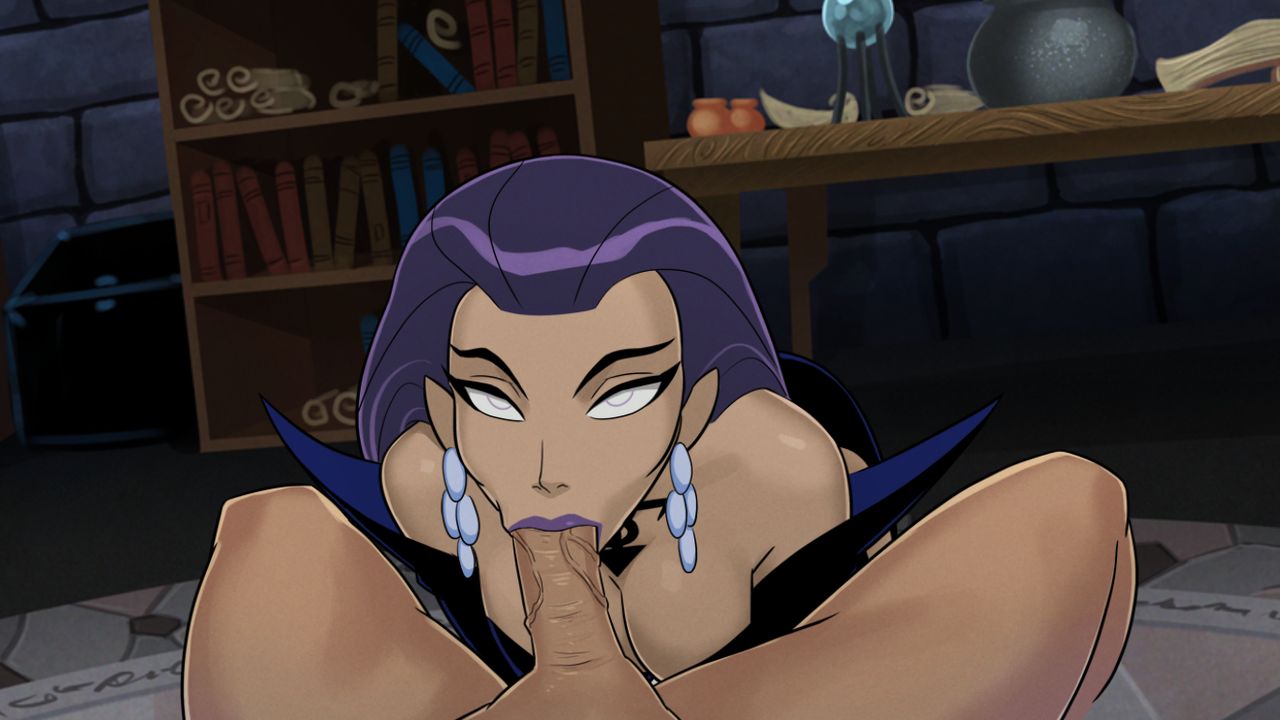 1boy 1girls black_dress blowjob cleavage clothing dc dc_comics dcau earrings fellatio female justice_league_unlimited lex_luthor long_hair male partial_male penis purple_hair purple_lipstick something_unlimited sunsetriders7 tala white_eyes