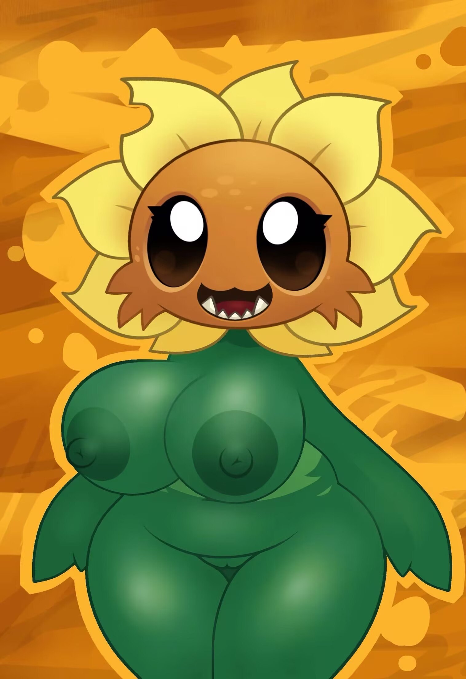 1girls, anthro, anthrofied, ass, breasts, female, flora fauna, ks xf, plant, plant girl, plant humanoid, plantie, plants vs zombies, plants vs. zombies, popcap games, primal sunflower (pvz), pussy, sunflower (pvz)
