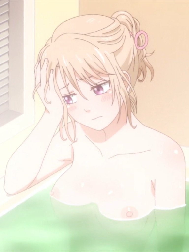 ai assisted, anime, bathing, breasts, female, kawai mona, kuroiwa medaka ni watashi no kawaii ga tsuujinai, medium breasts, nipples, nude, nude female, nude filter, screenshot edit, younger female