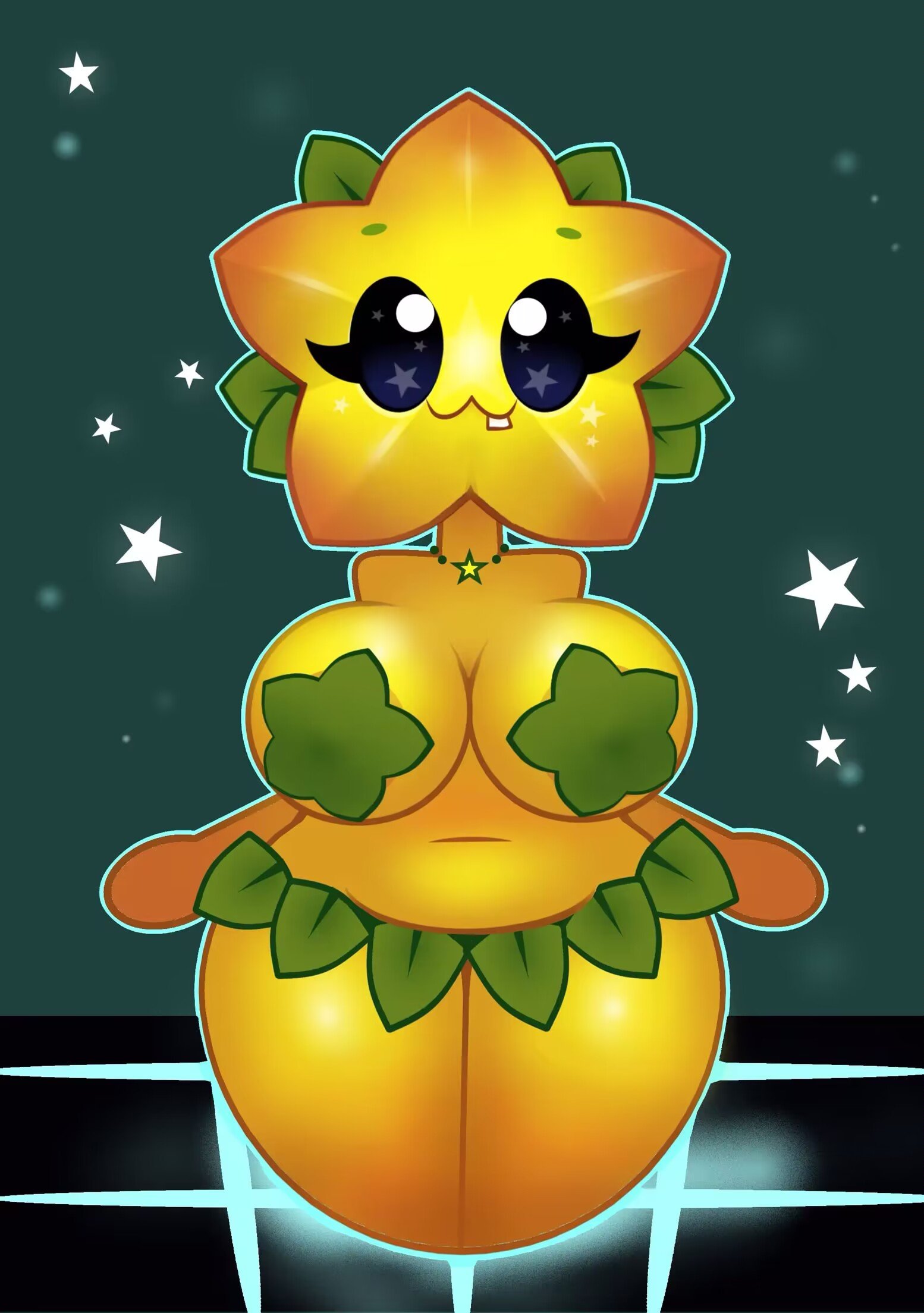 1girls, anthro, anthrofied, ass, breasts, chubby, female, flora fauna, ks xf, leaf clothing, necklace, pasties, plant, plant girl, plant humanoid, plantie, plants vs zombies, plants vs. zombies, popcap games, pussy, star pasties, starfruit (pvz), 易拉罐里的鱼