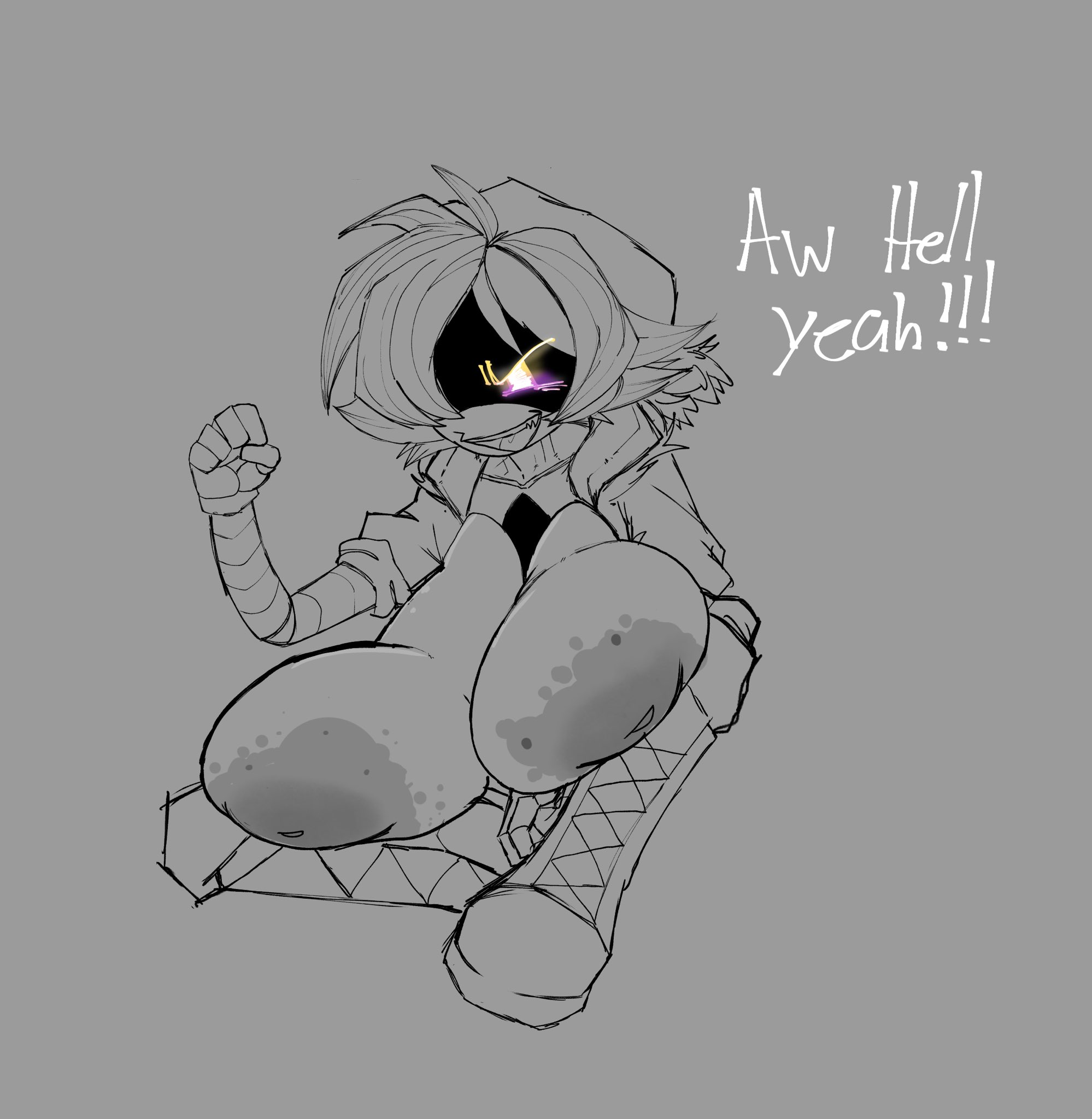 1girls, 2d, alternate version available, breast expansion, breast growth, breast growth (enlargement), breasts, breasts bigger than head, dialogue, expansion, expansion sequence, female, female only, huge breasts, humanoid, humanoid female, hyper, hyper breasts, murder drones, robot, robot girl, robot humanoid, screen face, solo, u nkno3ngrounds, uzi (murder drones)