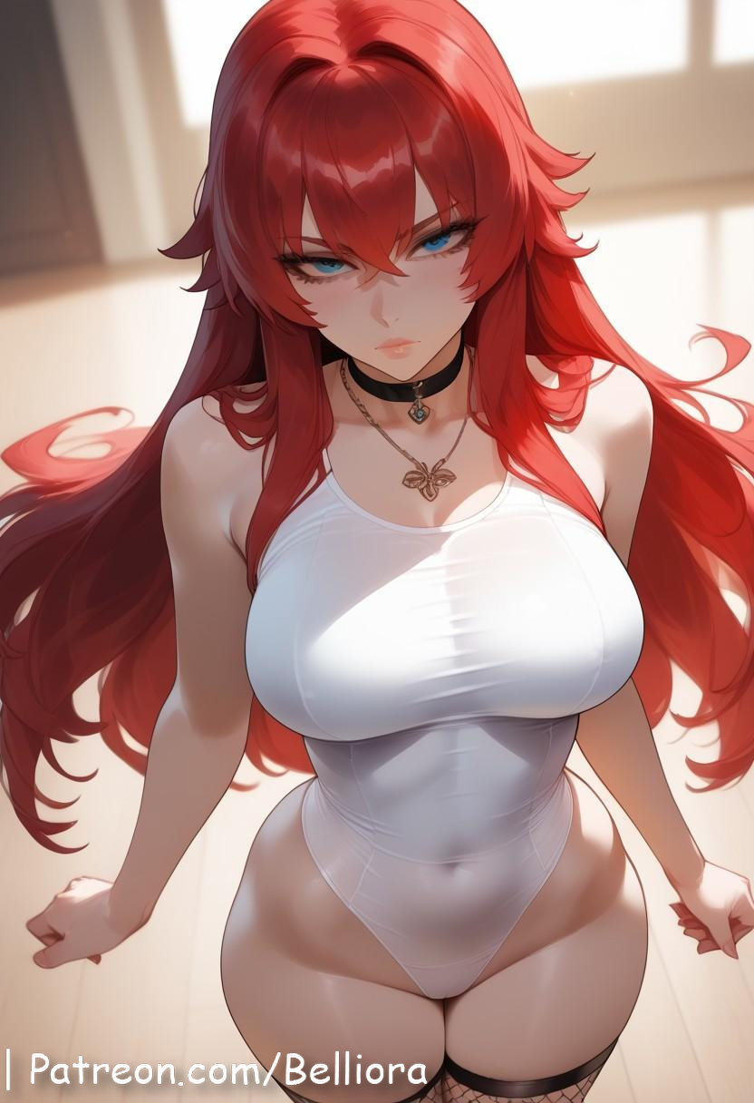1girls, ai generated, bare shoulders, belliora, big breasts, blue eyes, blush, breasts, closed mouth, collarbone, duo, english text, exposed breasts, female, female on cloth, hair between eyes, high school dxd, huge breasts, jewelry, large breasts, light-skinned female, light-skinned male, long hair, looking at viewer, male, necklace, nipples, pussy, red hair, rias gremory, see-through, smile, standing, thighs, very long hair