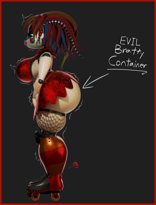 3d, big ass, evil container, five nights at freddy's, green eyes, huge ass, meme, rckke, scrap baby, scrap baby (fnaf), scrap baby (rckke), shaking, solo