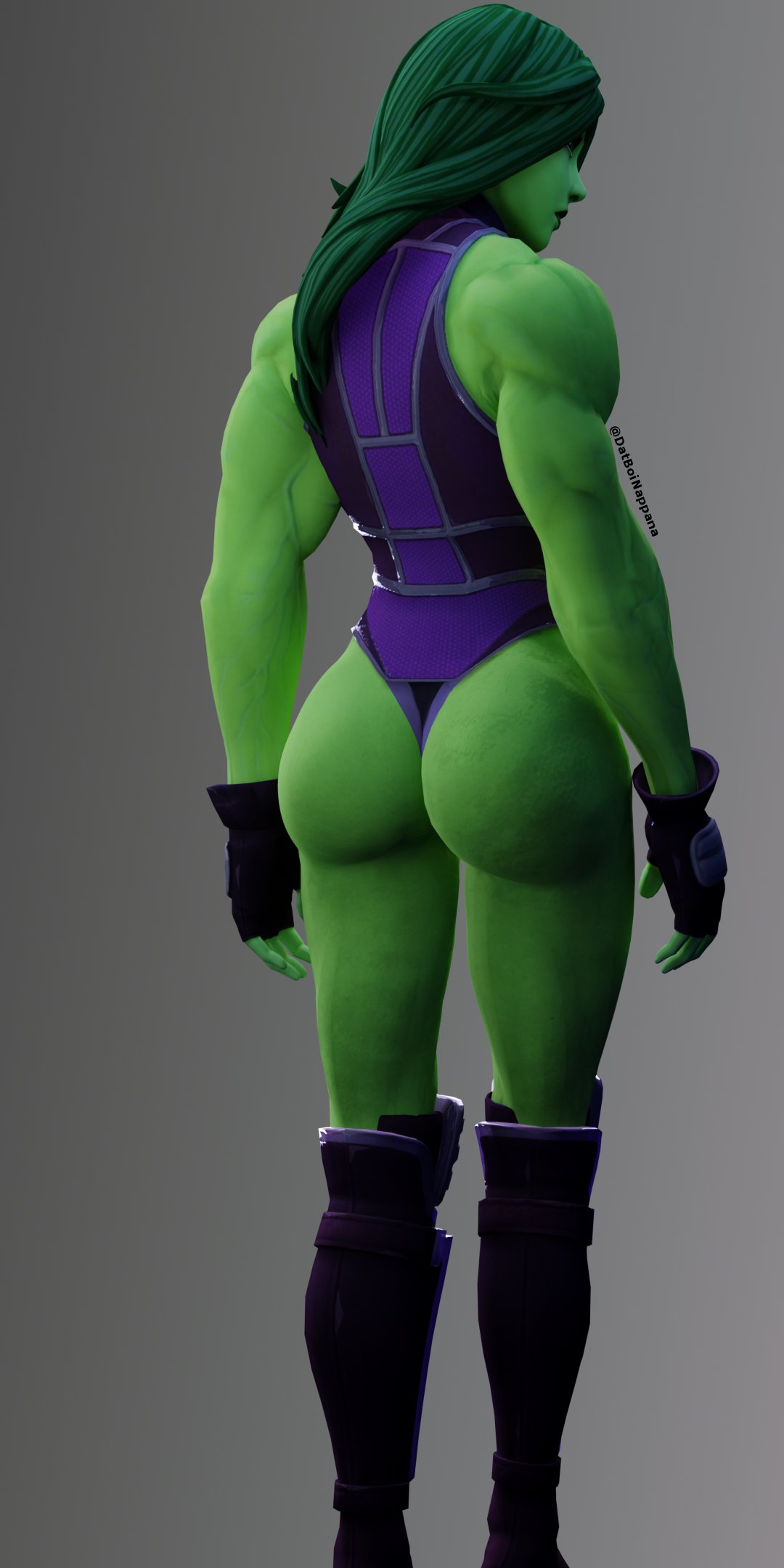 1girls 3d ass backview big_ass boots female female_only fingerless_gloves fortnite greaves green_body green_hair green_skin hulk_(series) knee_boots leotard long_hair marvel marvel_comics muscles muscular muscular_female nappana rear_view she-hulk she-hulk_(fortnite) shin_guards solo solo_female tagme veiny_muscles