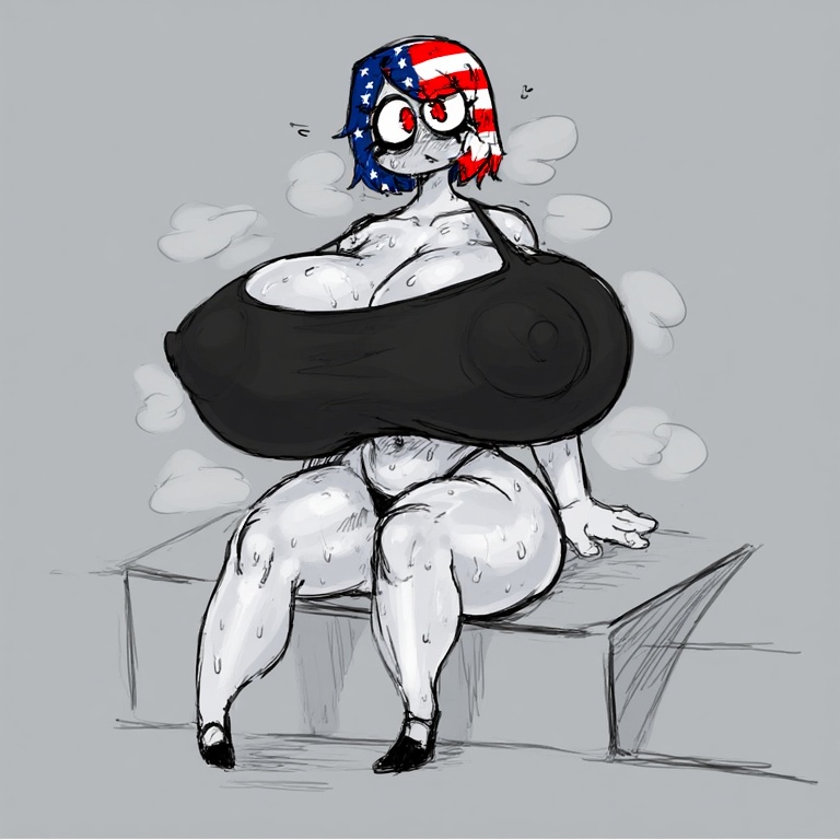 1girls, ai assisted, ai generated, american, ass, big areola, big ass, big breasts, big butt, big muscles, big thighs, bikini, blush, bra, breasts bigger than head, countryhumans, countryhumans girl, female, huge ass, huge breasts, huge butt, huge nipples, huge thighs, large areolae, large ass, large breasts, large butt, large thighs, massive ass, massive breasts, muscular, nipples, red eyes, sexy, sexy body, sexy pose, smile, smiling at viewer, solo female, srimbievil58, steam, steaming body, sweat, sweatdrop, sweating, sweaty, sweaty body, thick thighs, thighs, united states of america (countryhumans), white background, white body