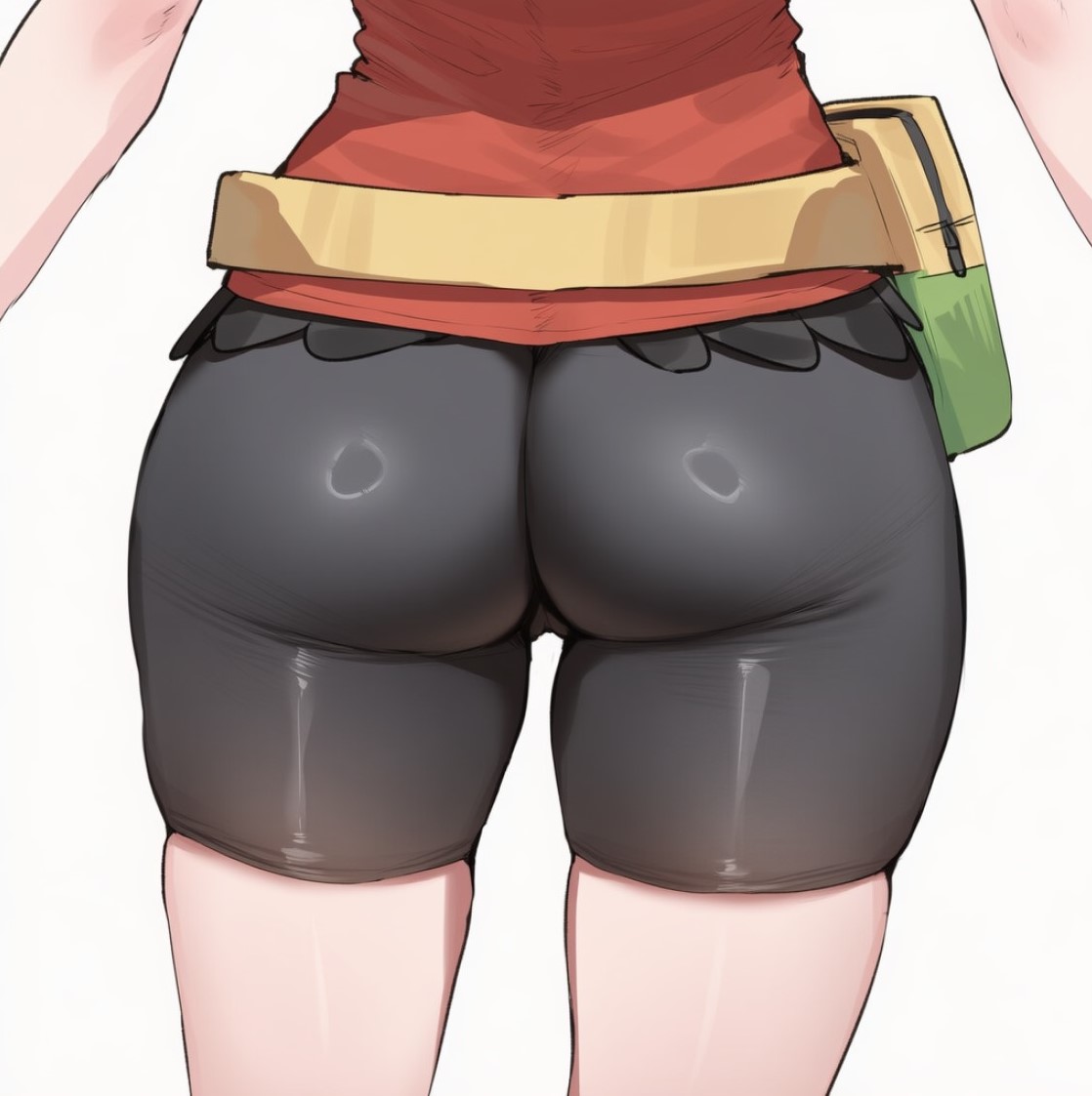 ai generated, ass, ass focus, big ass, cameltoe, from behind, may (pokemon), pokemon, shorts, skindentation, thick thighs, thighs, tight clothing