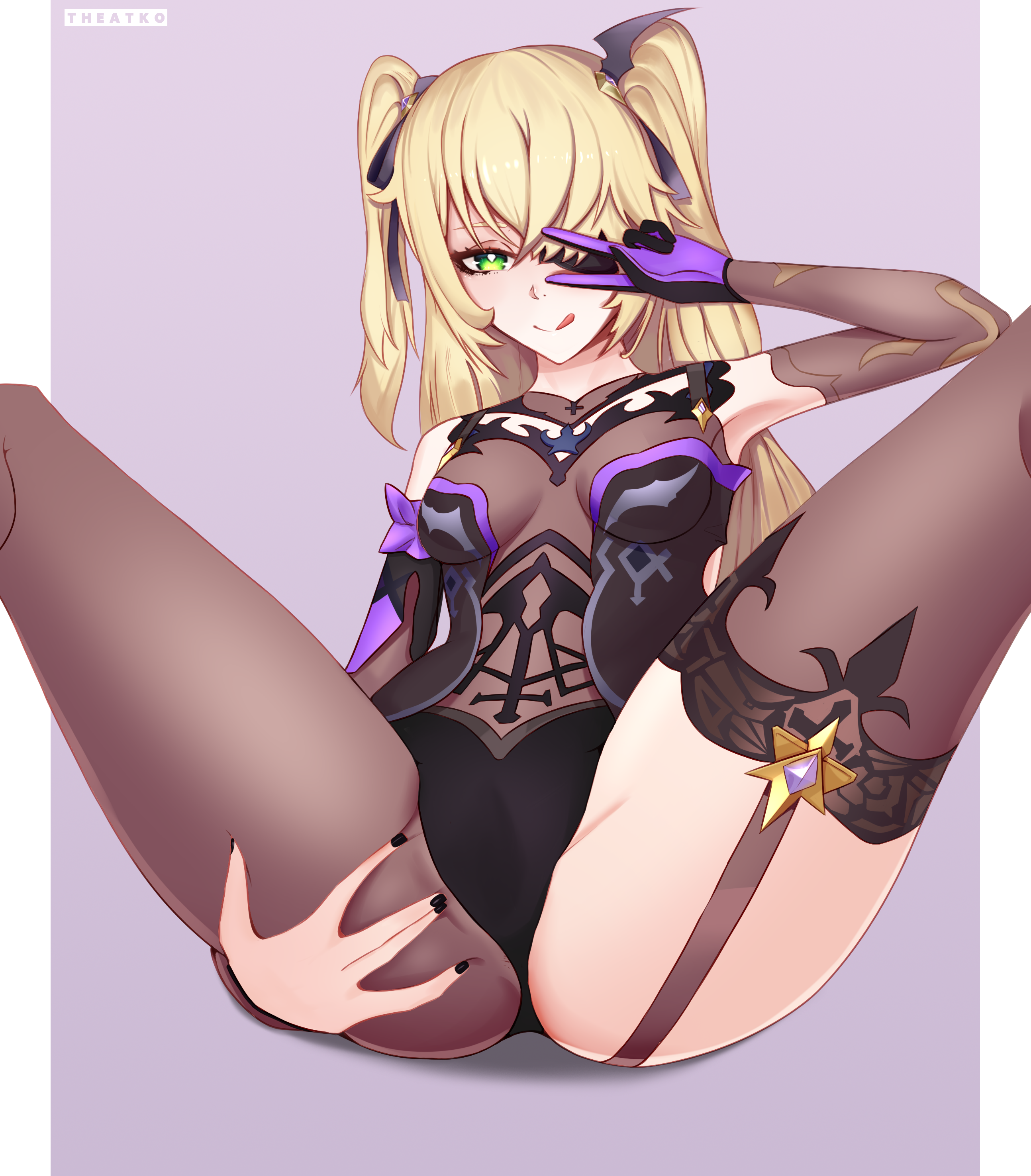 :p, female, fischl (genshin impact), genshin impact, pussy, spread pussy, the atko, v
