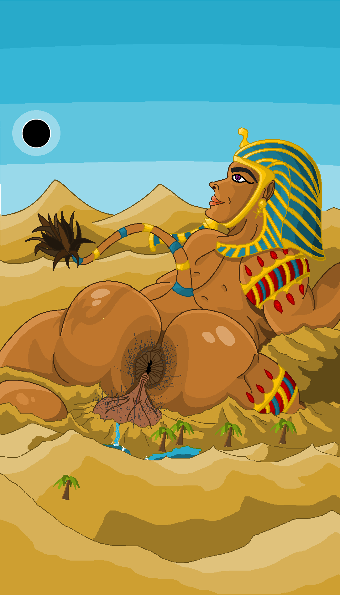 anus ass bara egyptian egyptian_mythology gay giant hairy_anus hairy_balls male_only presenting_anus presenting_ass solo sphinx