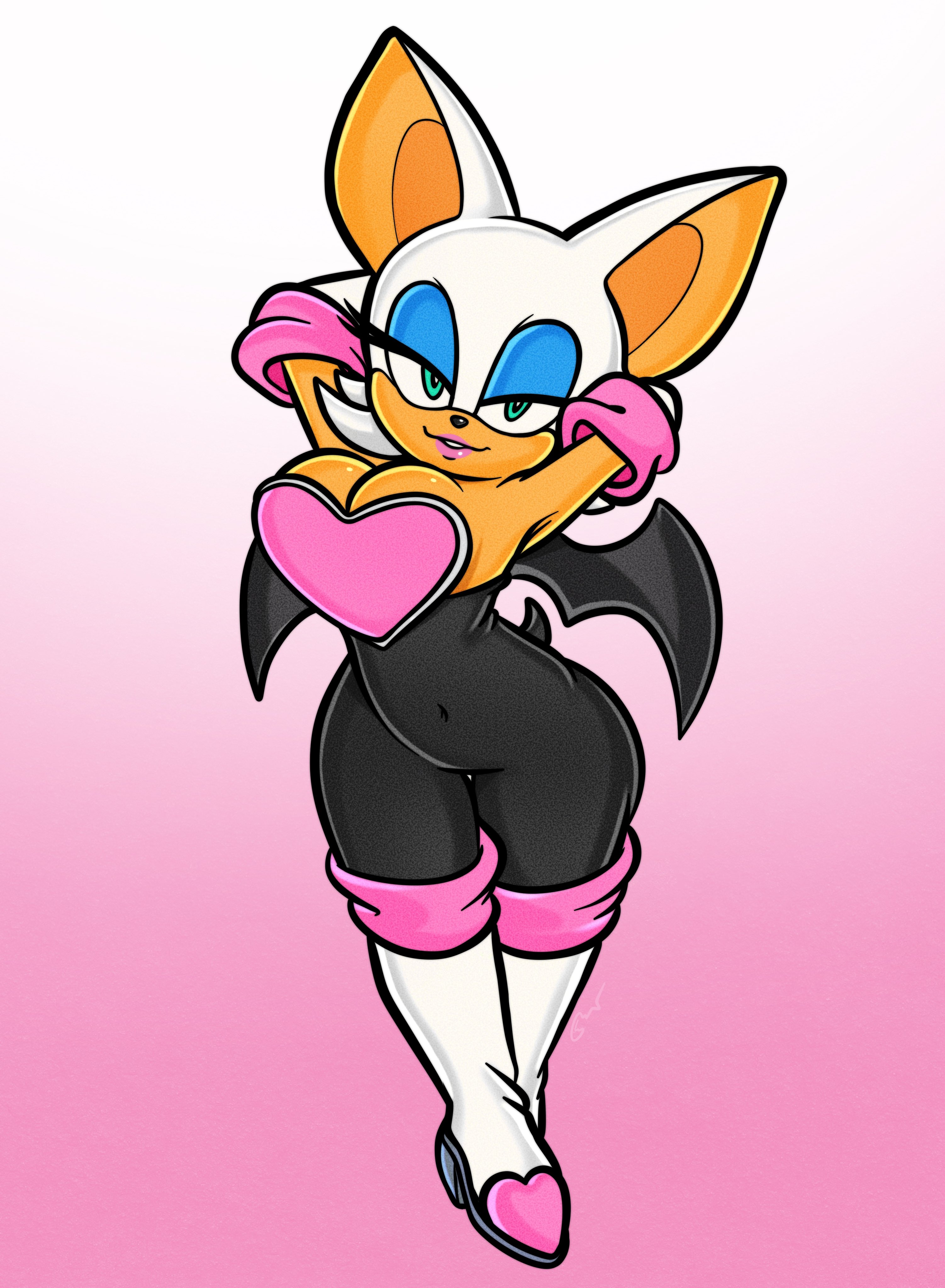 1girls, accurate art style, blue eyes, cleavage, female, latex clothing, looking at viewer, roboticsteve, rouge the bat, sonic (series), sonic adventure 2, sonic the hedgehog (series), uekawa style, voluptuous female, white fur, white gloves