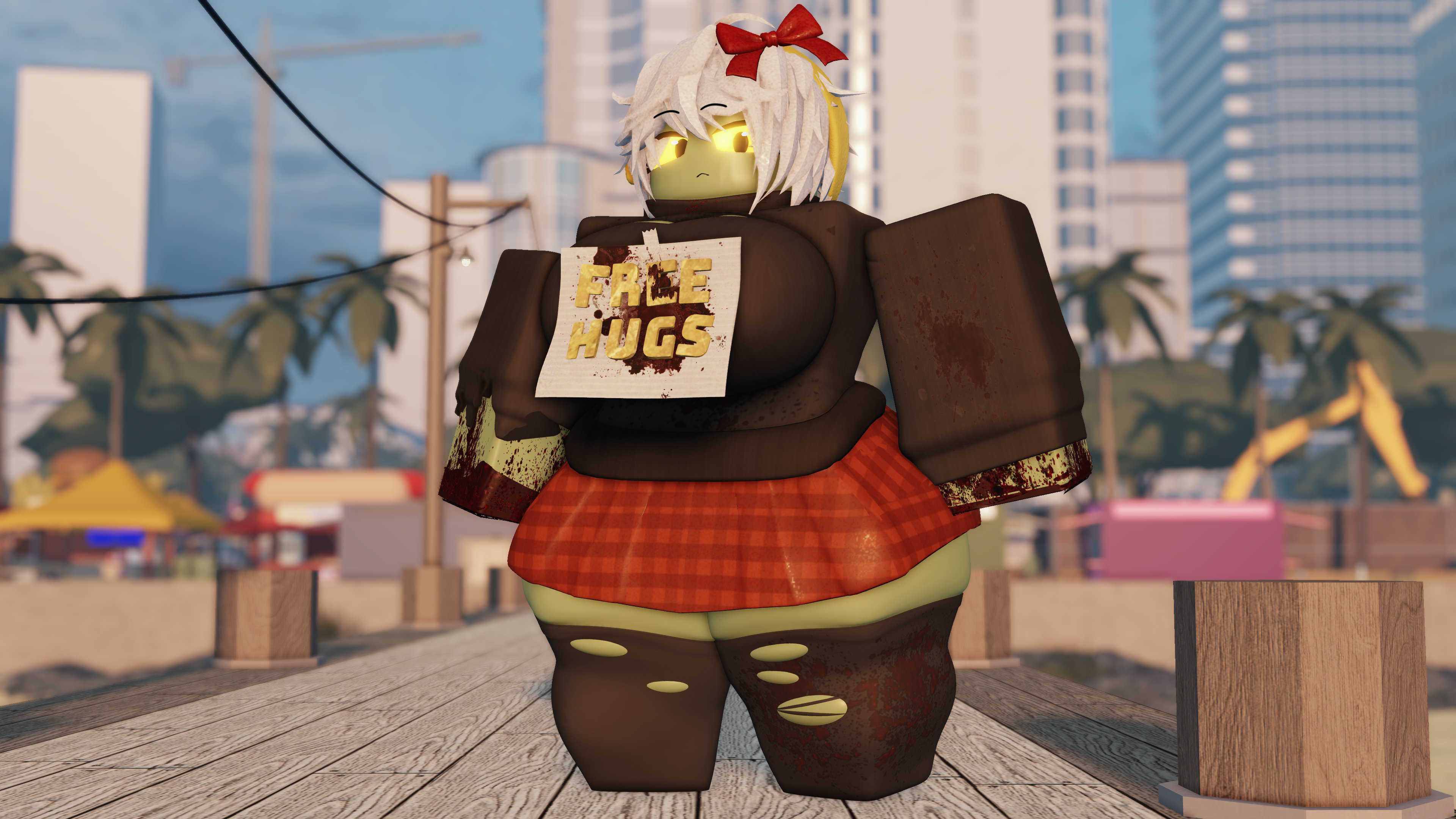 1girls, 3d, 3d (artwork), 3d background, 3d model, 3d render, ass, background, big ass, big breasts, big butt, big thighs, black shirt, black stockings, blender, blender (artwork), blender (software), breasts, breasts bigger than head, caffinatedbuns, clothed, clothed female, clothed/nude, clothes, clothing, curvaceous, curvaceous female, curvaceous figure, curvy, curvy body, curvy female, curvy figure, curvy hips, curvy thighs, cute, cute face, dead ahead, enormous ass, enormous breasts, enormous butt, enormous thighs, enormous tits, female, female focus, female only, free hugs (dead ahead), green body, green eyes, green skin, horny, horny female, huge ass, huge breasts, huge butt, huge thighs, legwear, long hair, looking at viewer, no panties, no panties under skirt, public, public exposure, public nudity, roblox, roblox background, robloxian, seductive, seductive look, skirt, solo, solo female, solo focus, standing, stockings, tits bigger than head, torn clothes, torn clothing, torn legwear, white hair, young, young female, younger female, zombie, zombie girl, zombies