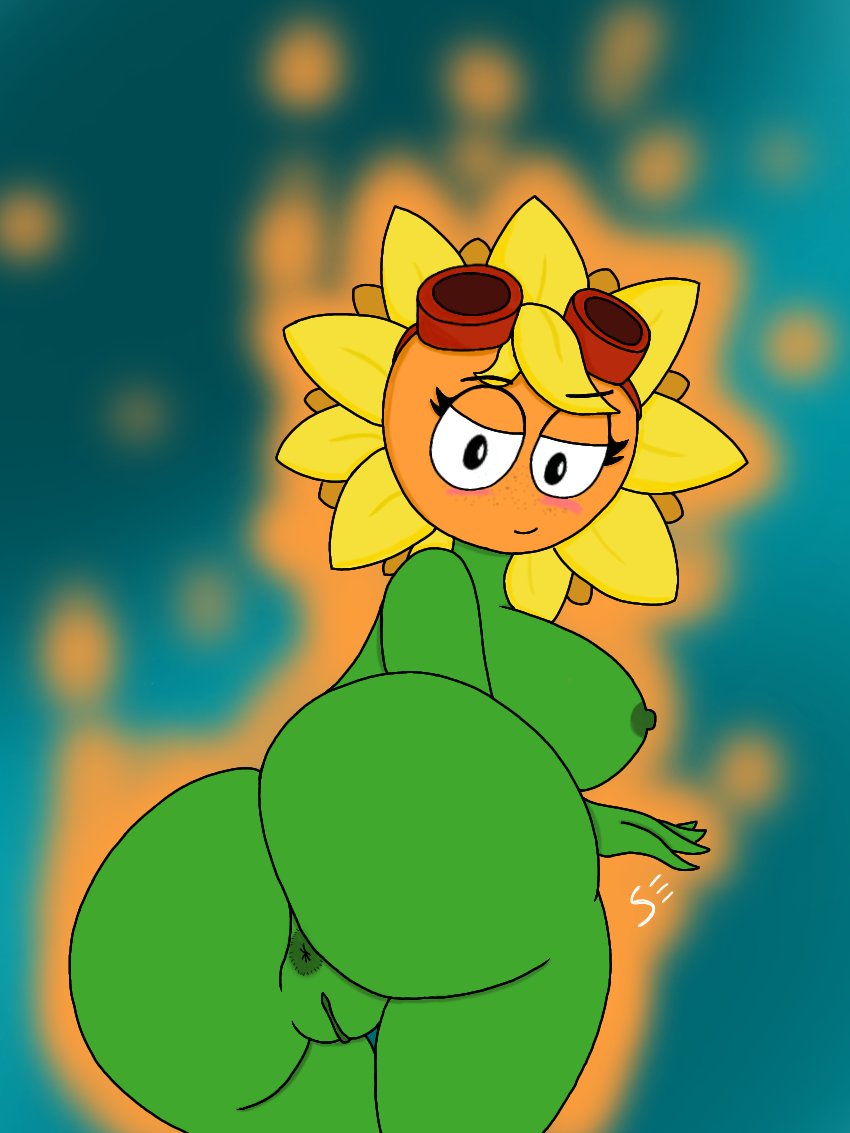 anus, female, flora fauna, plant, plant girl, plantie, plants vs zombies, plants vs zombies: heroes, popcap, pussy, pvz, solar flare (pvz), sunflower, sunflower (pvz)