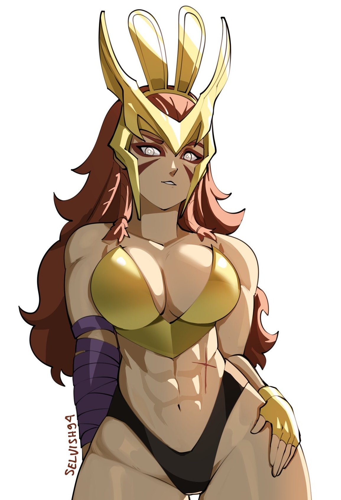 1girls, abs, angela (aldrif odinsdottir), big breasts, breasts, bunny ears, cleavage, fake animal ears, female, female only, marvel, marvel comics, marvel rivals, muscular, muscular female, selvish94, solo, thick thighs, thor (series
