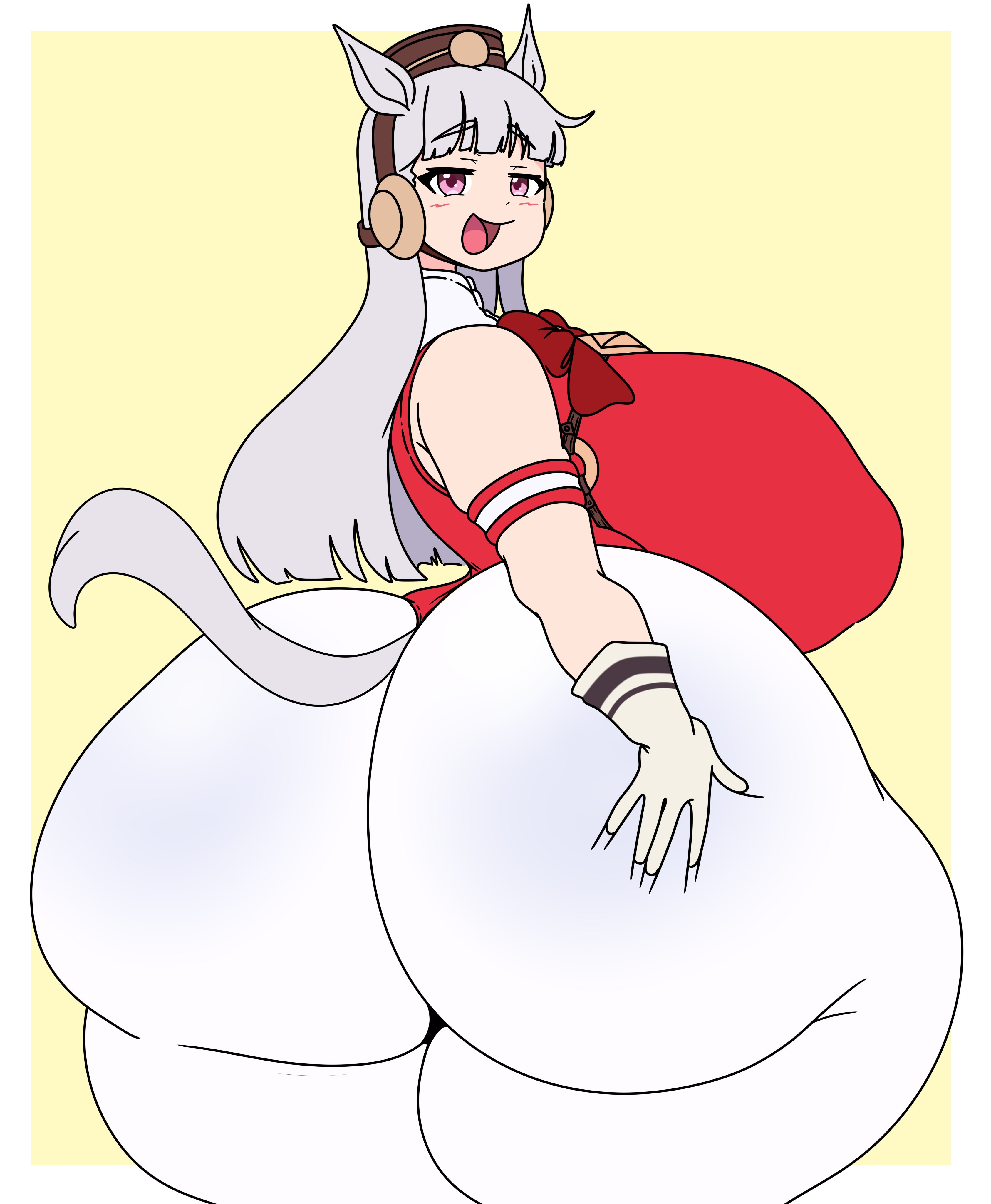 1girls, ass, ass body, big ass, breasts, curvy, female, gigantic ass, gold ship (umamusume), hand on ass, huge breasts, hyper ass, inakotho, looking at viewer, looking back, plump, plump ass, smug, smug face, thick thighs, umamusume, voluptuous, wide hips