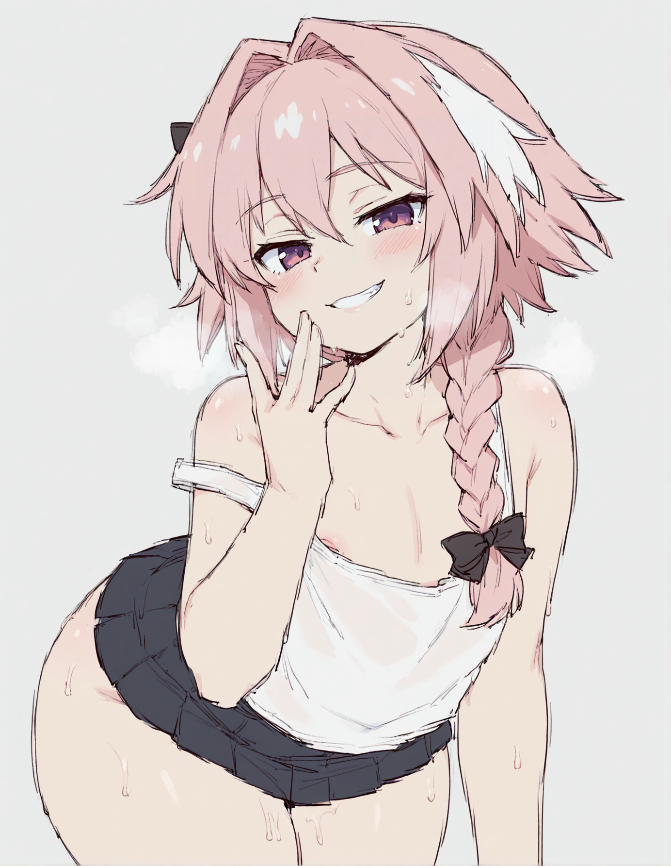 ai generated, astolfo (fate), fate (series), femboy, meupfem, naughty face, otoko no ko, sissy, skirt, tagme, tank top, yaoi