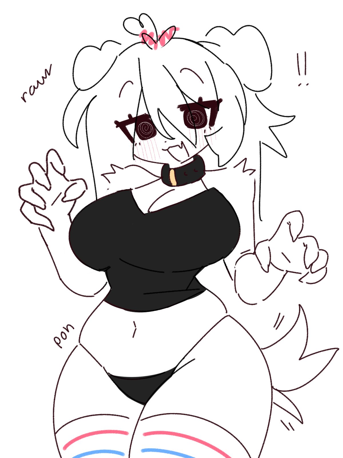 1girls, anthro, big breasts, breasts, canine, dog girl, female, female focus, female only, fur, furry, large breasts, looking at viewer, panties, pponpon pon, rawr, smile, solo, solo female, solo focus, thick thighs, thighhighs, thighs