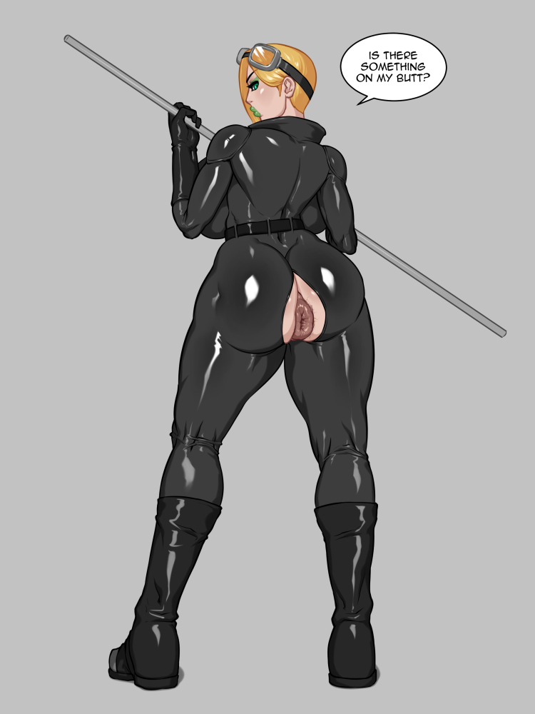 1girls, 3:4, anal access, anal only, anal only panties, anus, ass, big ass, big breasts, black boots, blonde hair, bodysuit, boots, breasts, english text, eyeshadow, falke (street fighter), female, female only, goggles, green eyes, green eyeshadow, green lips, green lipstick, holding, holding object, huge anus, huge ass, large ass, large breasts, lipstick, looking at viewer, looking back, official alternate costume, pole, puffy anus, rampage0118, ripped bodysuit, ripped clothing, shiny, shiny clothes, short hair, skin tight, solo, staff, street fighter, street fighter v, text, tight clothes, tight clothing