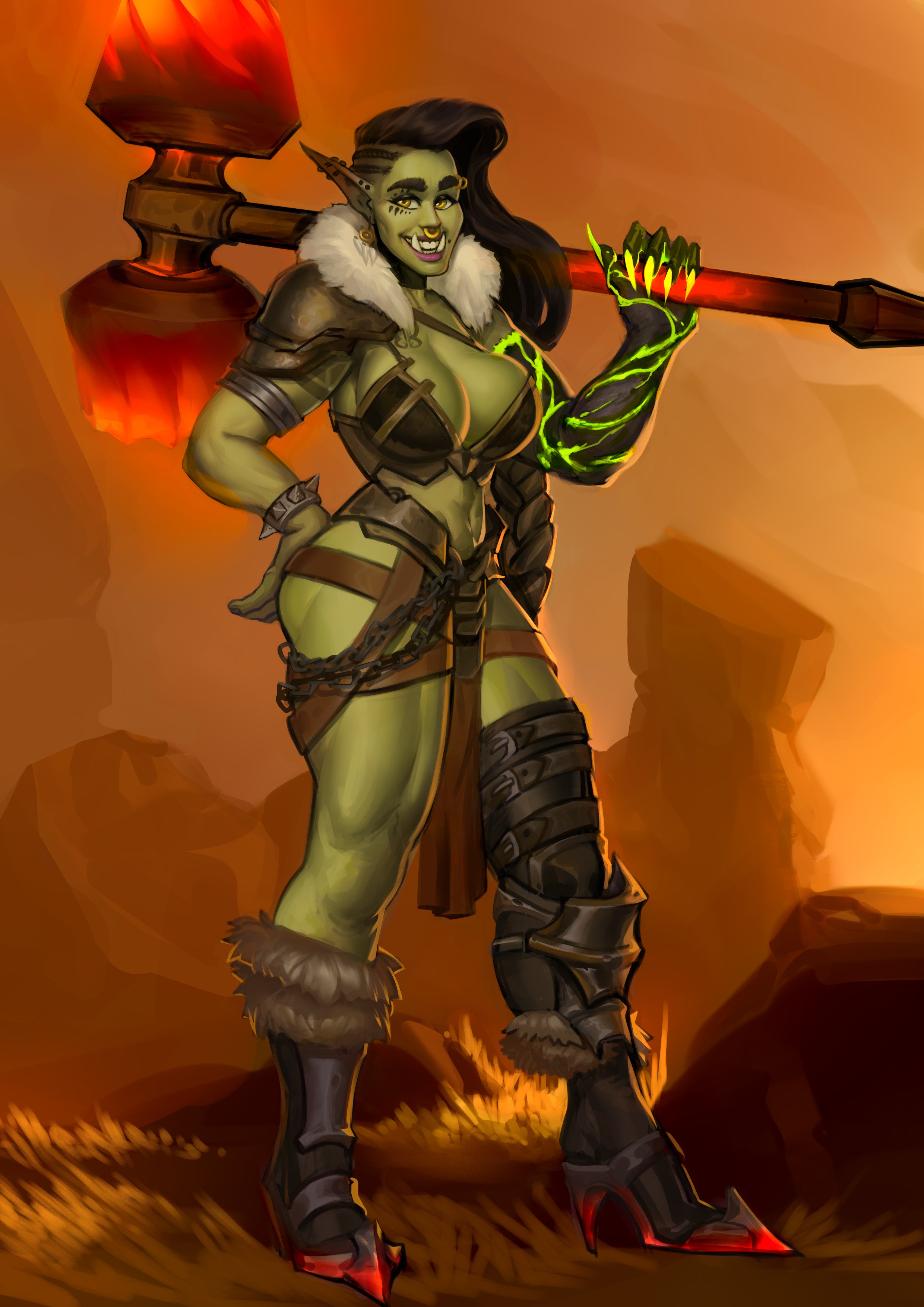 breasts, busty, female, female focus, female only, hourglass figure, orc, orc female, pose, posing, solo, tagme, viriden, wide hips, world of warcraft