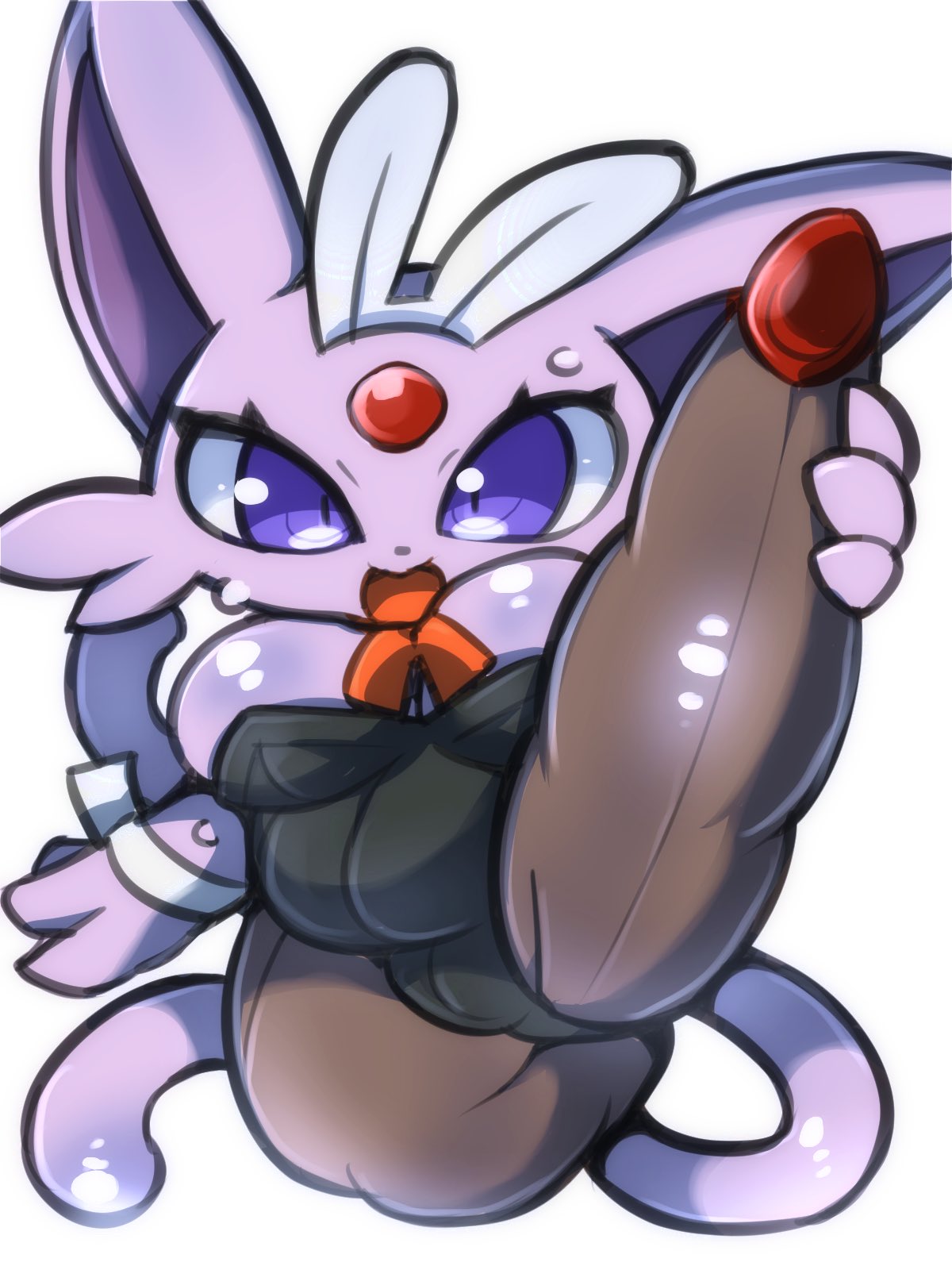 1girls anthro big_ass big_breasts blush breasts bunny_suit cute espeon feline female fluffy fluffy_tail fur furry looking_at_viewer mammal nekoyuu nintendo open_mouth pawpads paws pokémon_(species) pokemon purple_eyes purple_fur pussy tail tongue