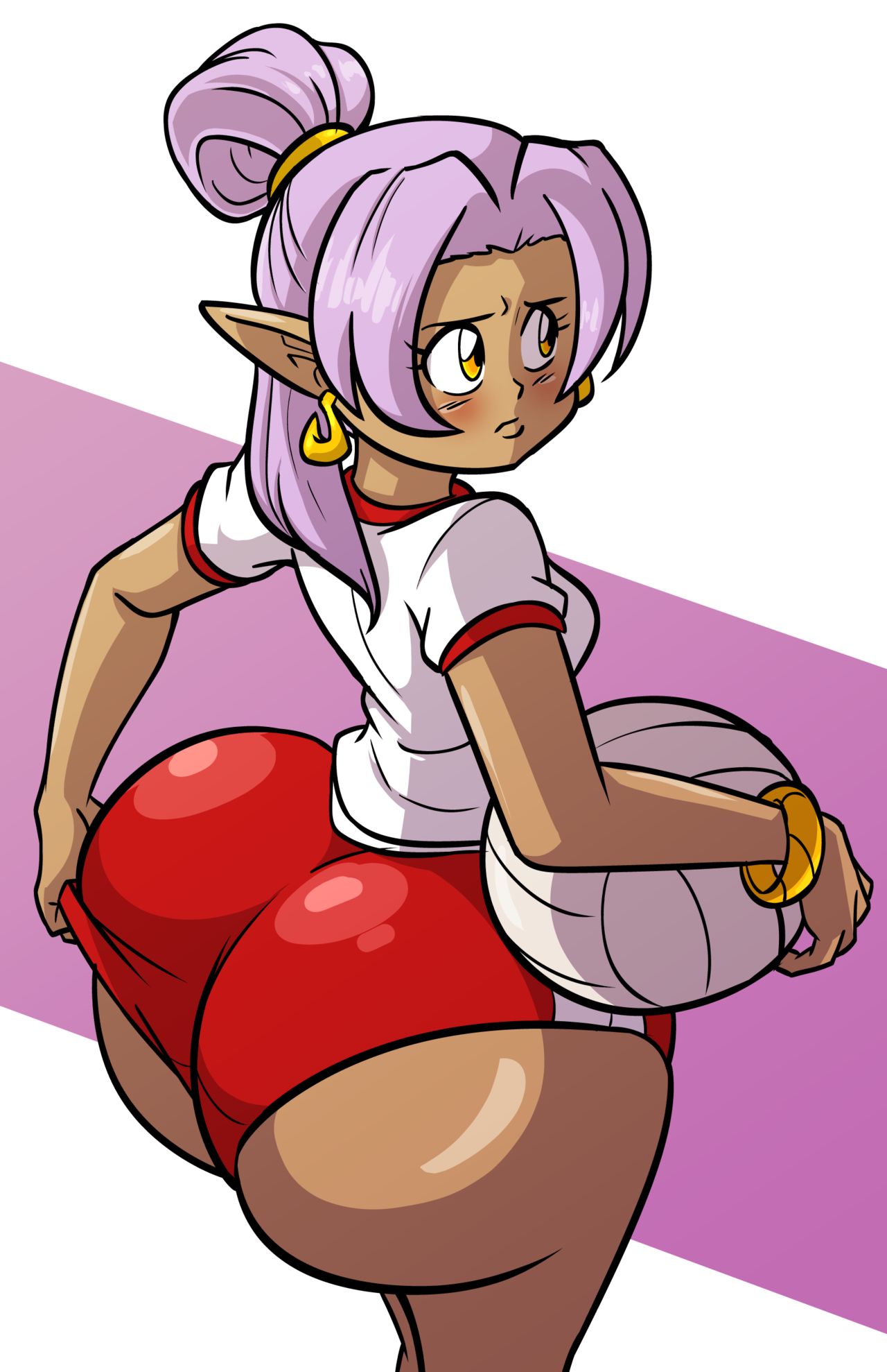 1girls, aliya (axel-rosered), ass, axel-rosered, big ass, dark skin, dark-skinned female, female, female focus, female only, gym uniform, large ass, large butt, looking back, smooth skin, volleyball