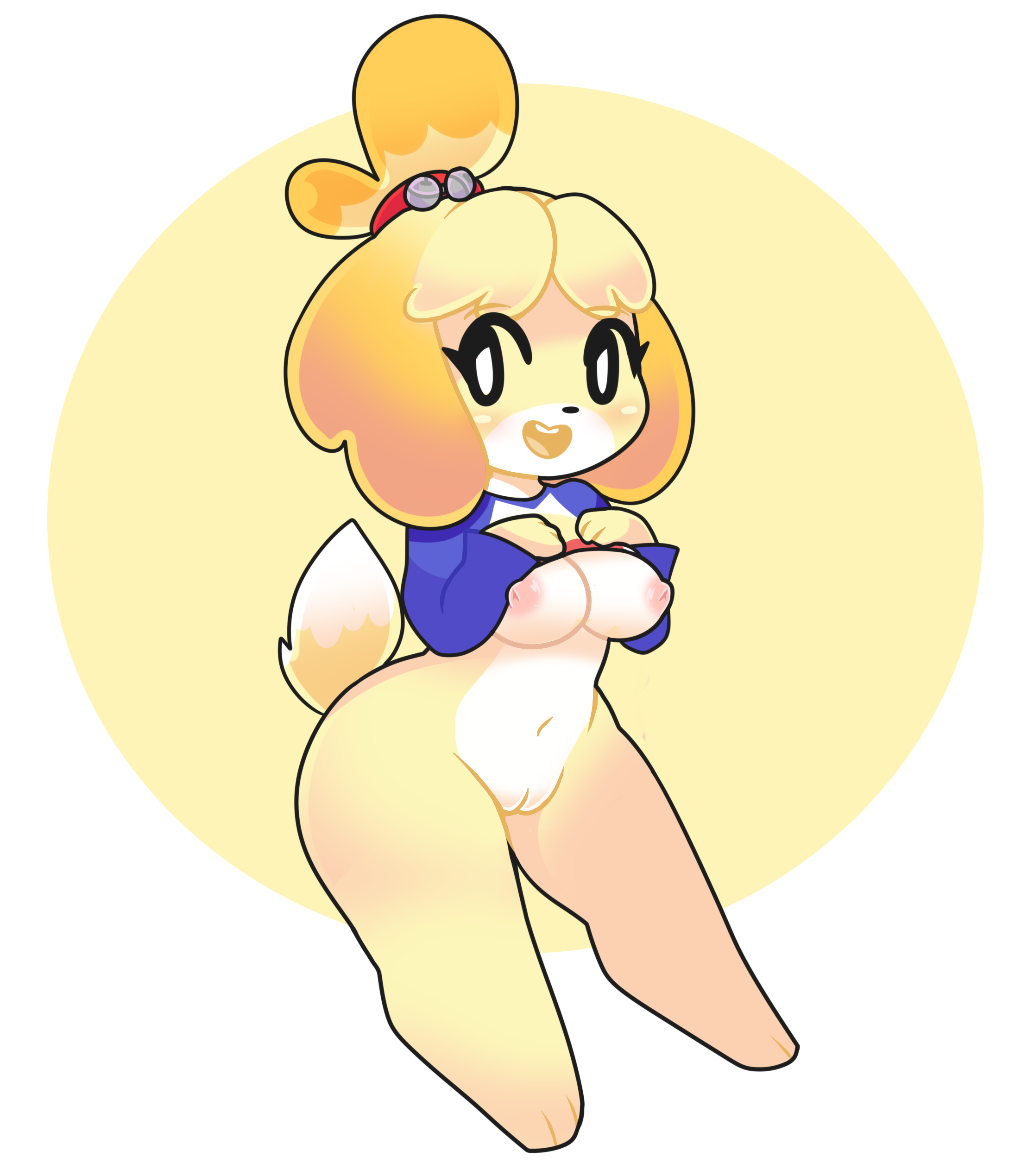 1girls, animal crossing, anthro, ass, big ass, big breasts, blush, bottomless, breasts, breasts out, canid, canine, canis, clothing, cute, erect nipples, female, female focus, fluffy, fluffy tail, fur, furry, furry only, isabelle (animal crossing), looking at viewer, mammal, mostly nude, naked, nintendo, nipples, nude, onigiri punch, open mouth, paws, presenting breasts, pussy, shortstack, soft breasts, solo female, solo focus, tail, thick thighs, tongue, topwear