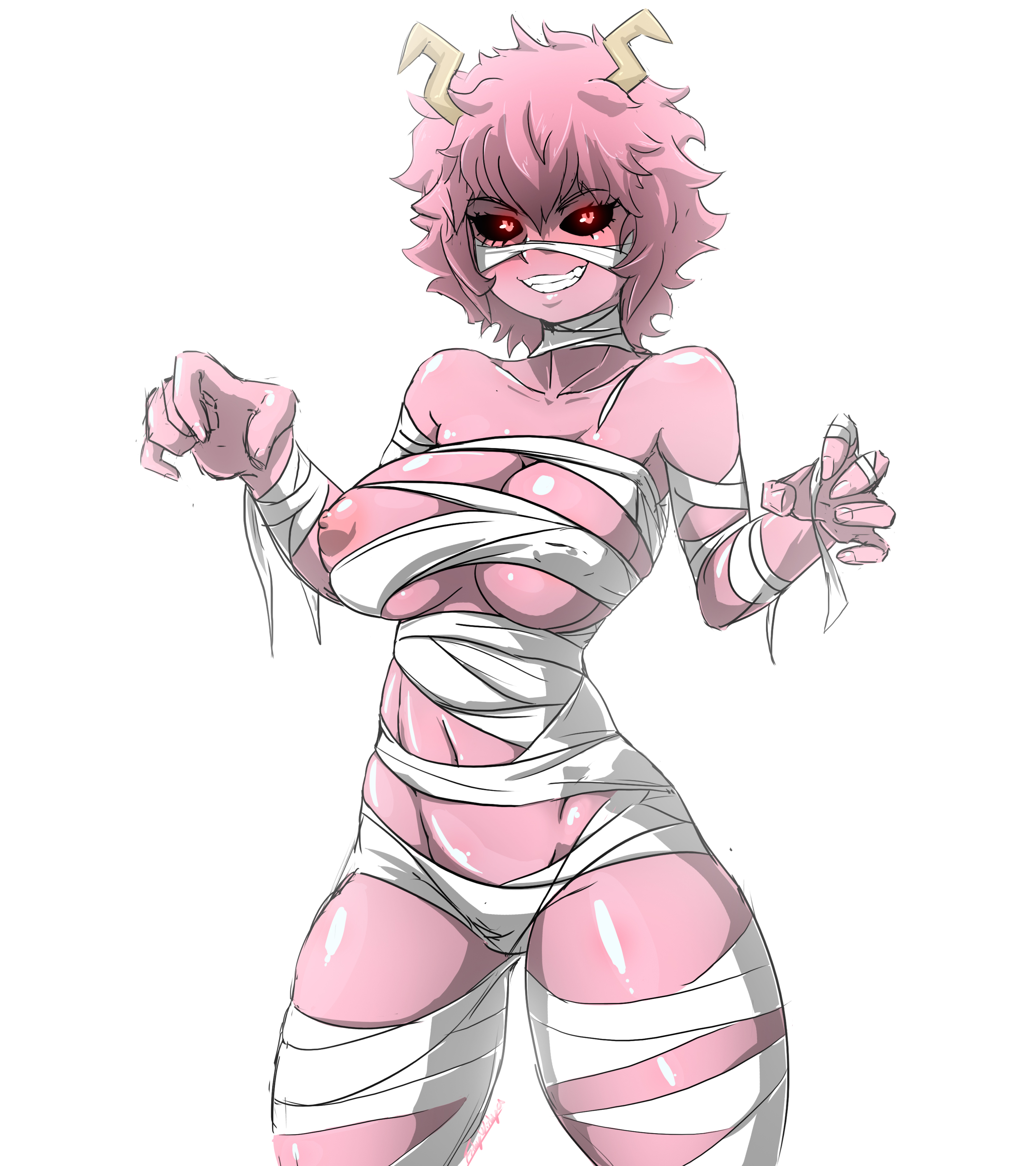 1girls, female, halloween costume, mina ashido, my hero academia, pink hair, pink skin, solo