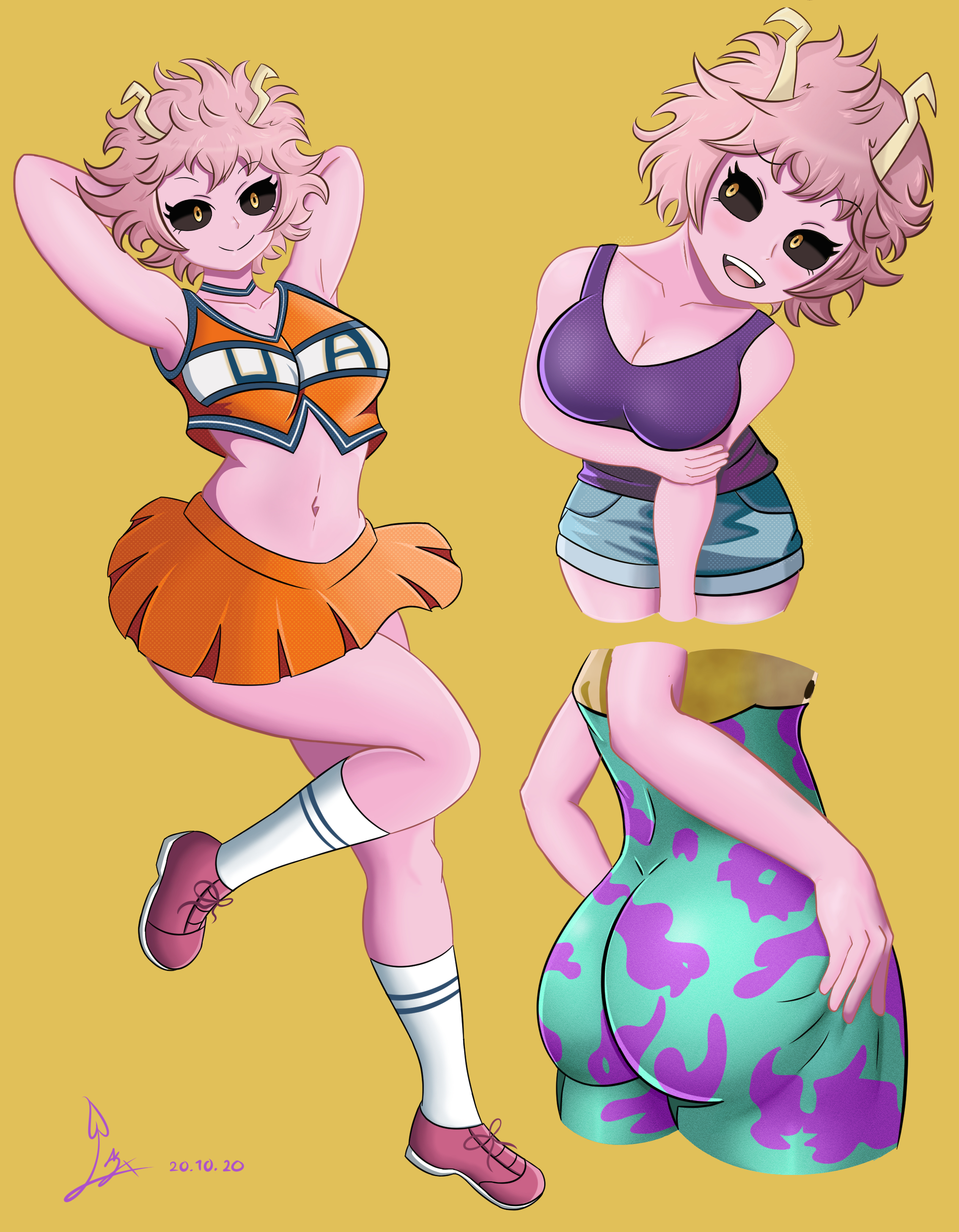 1girls, ass, big ass, big breasts, breasts, female, horns, laceysx, leggings, mina ashido, my hero academia, pink hair, pink skin, pink-haired female, shorts, shounen jump, skirt, yellow eyes