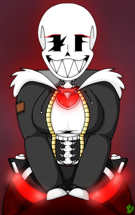 big_breasts cowgirl_position ectobody ectoplasm eyeliner fellswap fellswap_papyrus glowing jacket magic no_bra open_jacket papyrus papyrus_au pov pov_eye_contact rule_63 sharp_teeth shorts skeleton teasing teeth thick_thighs thighhighs undertale undertale_au