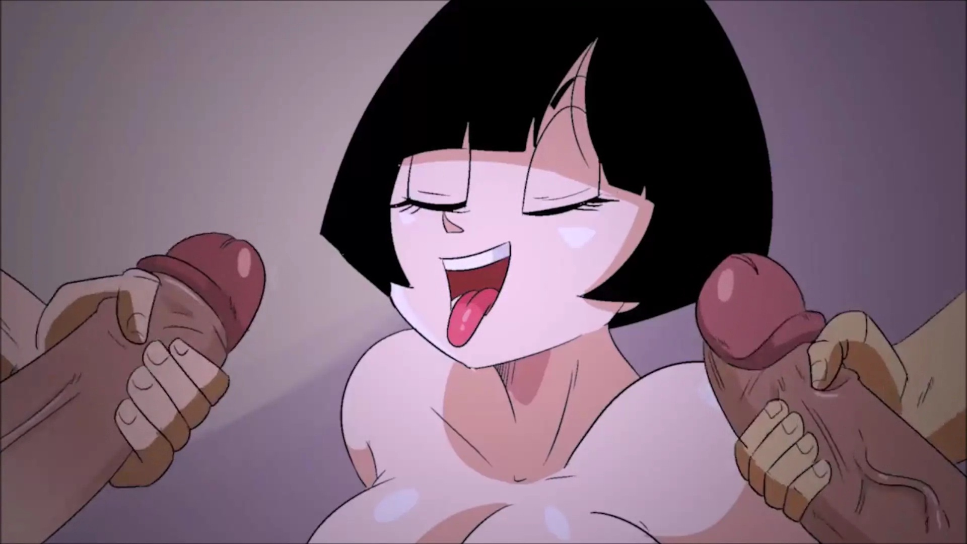 dragon ball, dragon ball z, female, funsexydragonball, future gohan, male, open mouth, penis, son gohan, videl