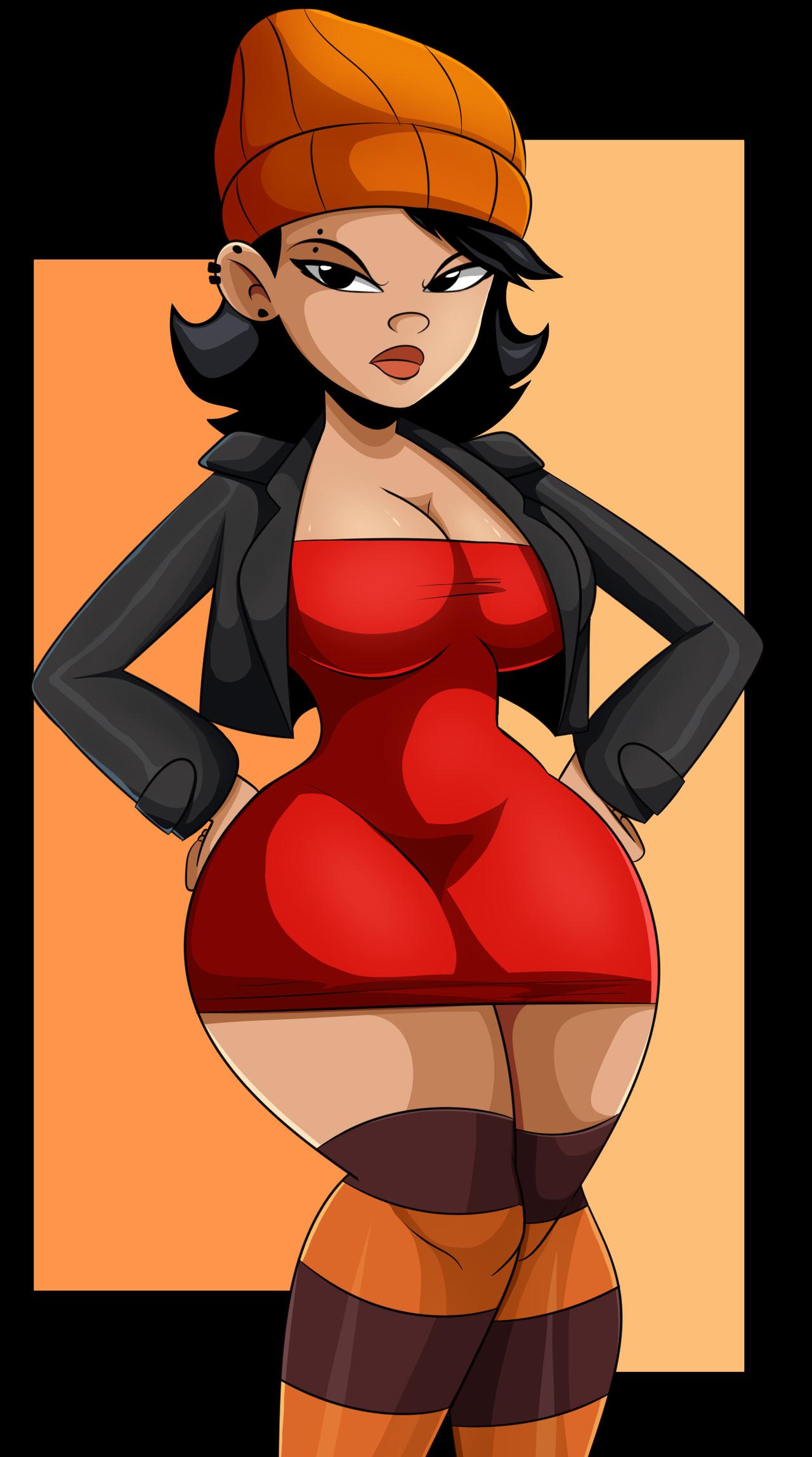 1girls aged_up ashley_spinelli big_breasts big_hips black_eyes black_hair breasts brown_body brown_skin brown_stripes bust busty cap clothed clothing disney dress ear_piercing female female_focus female_only grey_jacket hands_on_hips huge_breasts huge_hips jacket large_breasts large_hips lipstick lower_body maroon_lipstick older orange_hat orange_socks piercing recess red_dress shiny shiny_clothes shiny_hair shiny_skin shirt short_hair socks solo solo_female solo_focus sonson-sensei thick_hips thick_thighs thigh_highs thighhighs upper_body voluptuous waist wide_hips