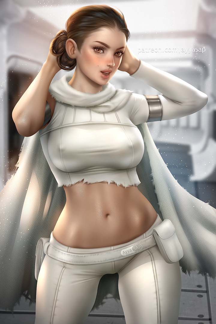 1girls a_new_hope actress attack_of_the_clones ayyasap breasts brown_hair celebrity erect_nipples female female_only hard_nipples large_breasts looking_at_viewer lucasfilm natalie_portman nipple_bulge padme_amidala pokies pose posing real_person realistic ripped_clothing solo star_wars tantive_iv wide_hips