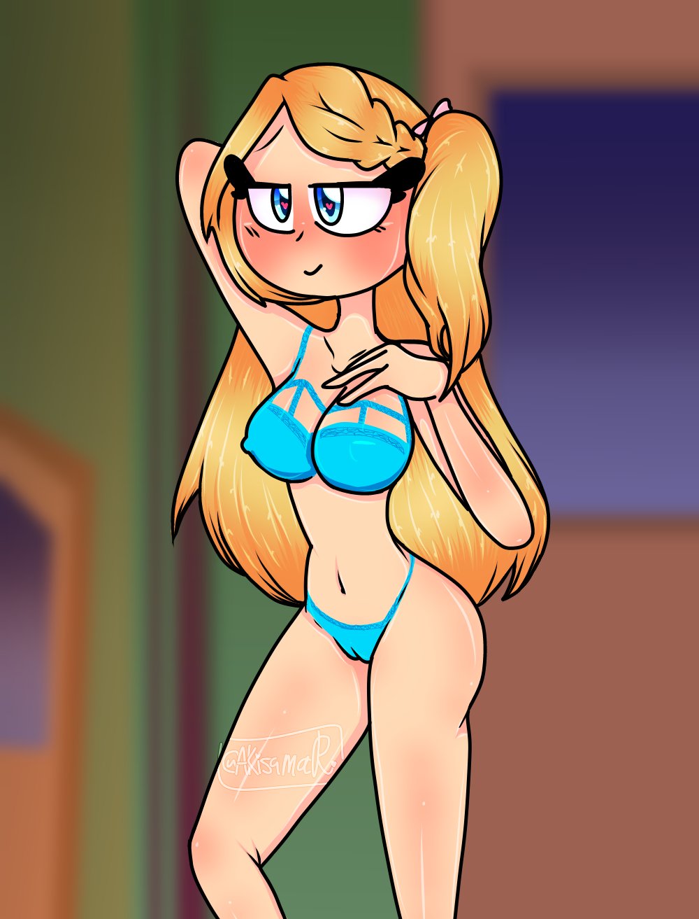 bikini blonde_hair fnafhs fnafhs_z3ro joy_(fnafhs) smiling sole_female