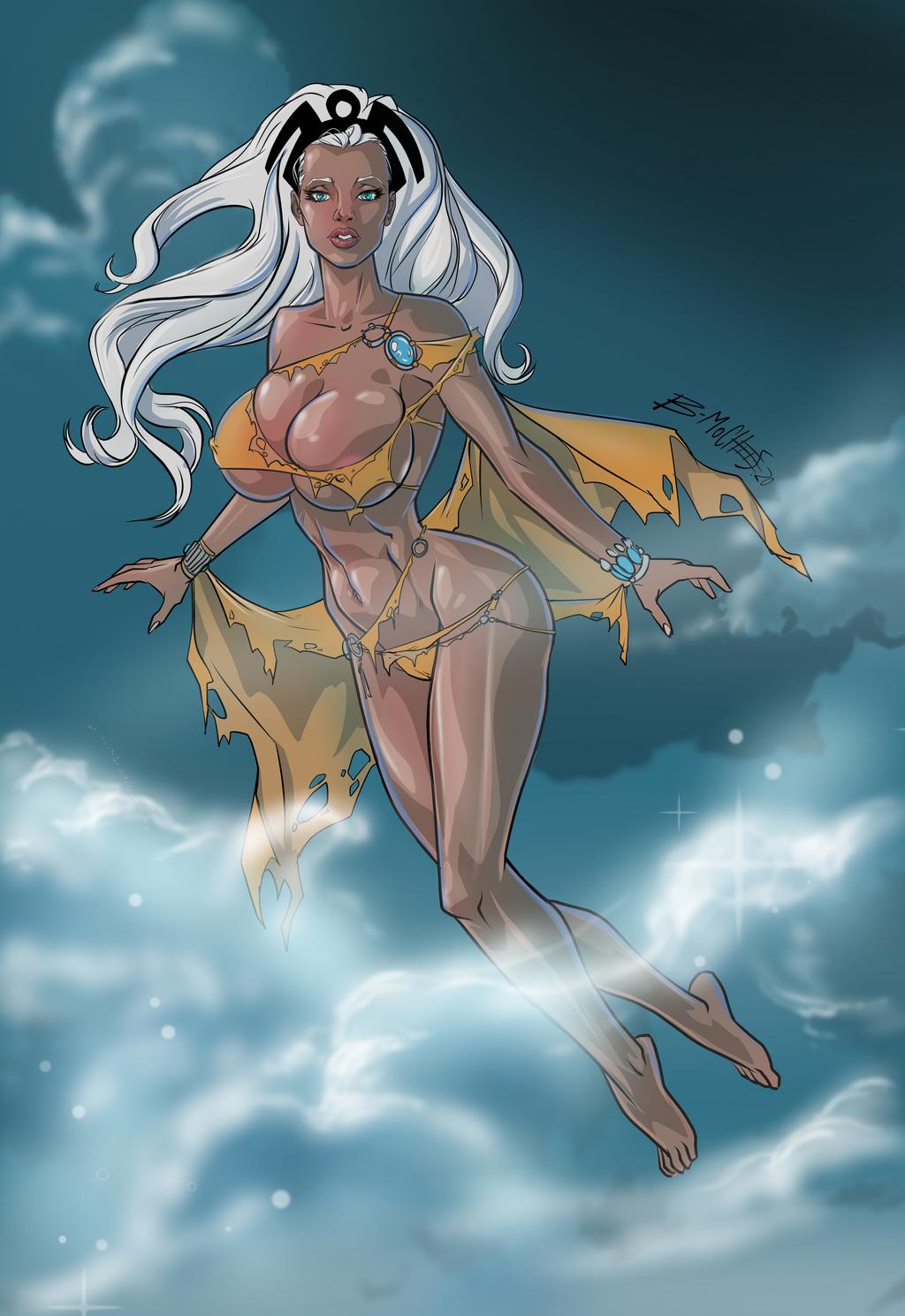 1girls, 2020, african, african beauty, african female, belly, blue eyes, breasts, curvy, dark skin, dark-skinned female, female, female only, female superhero, fit, fit female, gush-bomb-comix, huge breasts, long hair, marvel, marvel comics, ororo munroe, savage land, silver hair, solo, storm (x-men), superheroine, torn clothes, voluptuous, x-men