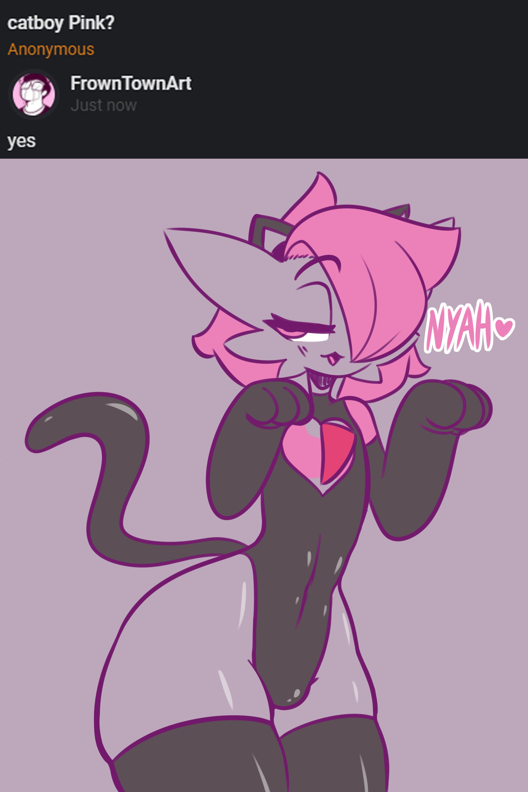 1boy, androgynous, anthro, bulge, cat ears, cat tail, elbow gloves, femboy, frowntown, gardevoir, gloves, huge thighs, humanoid, leotard, male, male gardevoir, male only, male pokemon, nintendo, penis, penis bulge, pink (frowntown), pink eyes, pink hair, pink skin, pokemon, pokemon (species), pokemon rse, short hair, solo, solo male, tail, text, thick thighs, thighhighs, white skin, wide hips