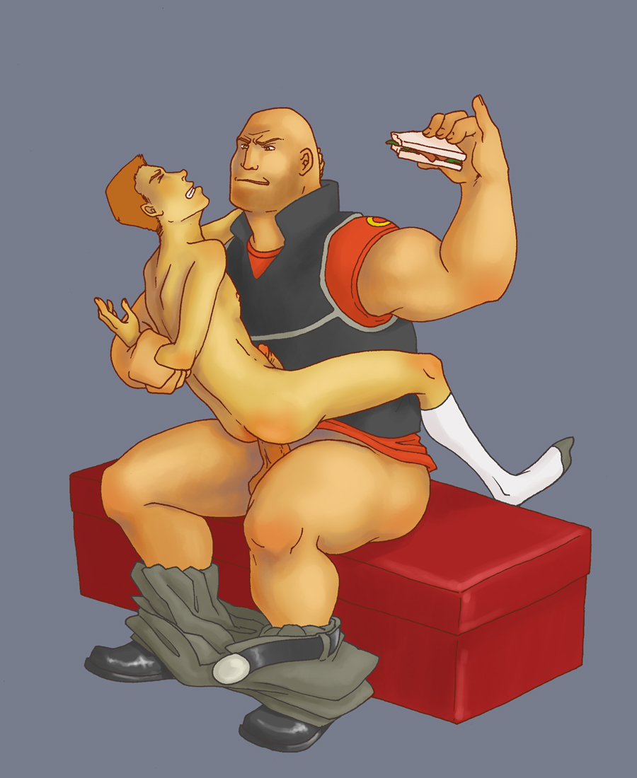 2d heavy_(team_fortress_2) heavy_weapons_guy human human_male human_only male male_only sandvich scout scout_(team_fortress_2) team_fortress_2 yaoi