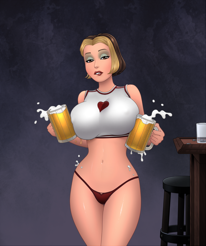 1girls alcohol beer belly_button big_breasts bikini_bottom bisexual bisexual_female biting_lip biting_own_lip blonde_hair breasts brown_hair bust busty crop_top curves curvy curvy_hips drunk eyelashes eyeshadow female female_only hazel_eyes hips huge_breasts large_breasts legs leisure_suit_larry leisure_suit_larry:_magna_cum_laude light-skinned_female light_skin lips lipstick looking_at_viewer luba_licious multicolored_hair navel panties red_lips red_lipstick rplatt shirt short_hair solo spilling thighs thong wide_hips