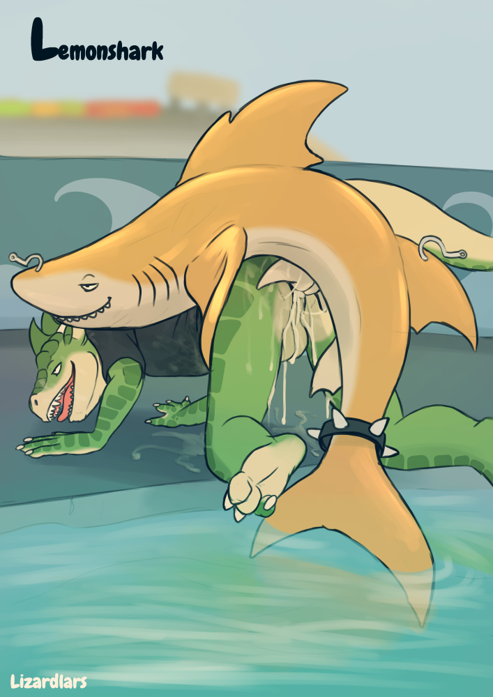 anthro anthro_on_feral anthro_penetrated balls bodily_fluids cum cum_in_ass cum_inside cum_on_balls cum_on_ground feral feral_penetrating feral_penetrating_anthro fish fish_hook gay genital_fluids genitals green_body green_scales hook lemon_shark lizardlars male male/male male_only male_penetrated male_penetrating male_penetrating_male marine open_mouth outside penetration requiem_shark scales scalie shark spitey yaoi yellow_body yellow_skin zoophilia