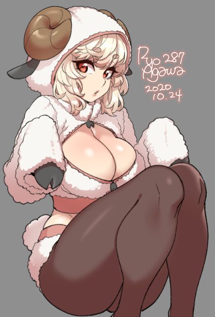 1girls, big breasts, breasts, cleavage, female, female only, fur trim, large breasts, looking at viewer, ryo agawa, solo, thick thighs