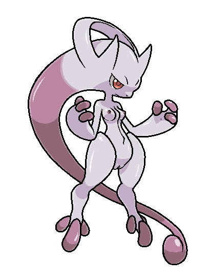 anthro humanoid legendary_pokémon mega_evolution mega_mewtwo_y mewtwo pink_skin pixel_art pokemon pokemon_(species) pokemon_xy psychic pussy red_eyes small_breasts